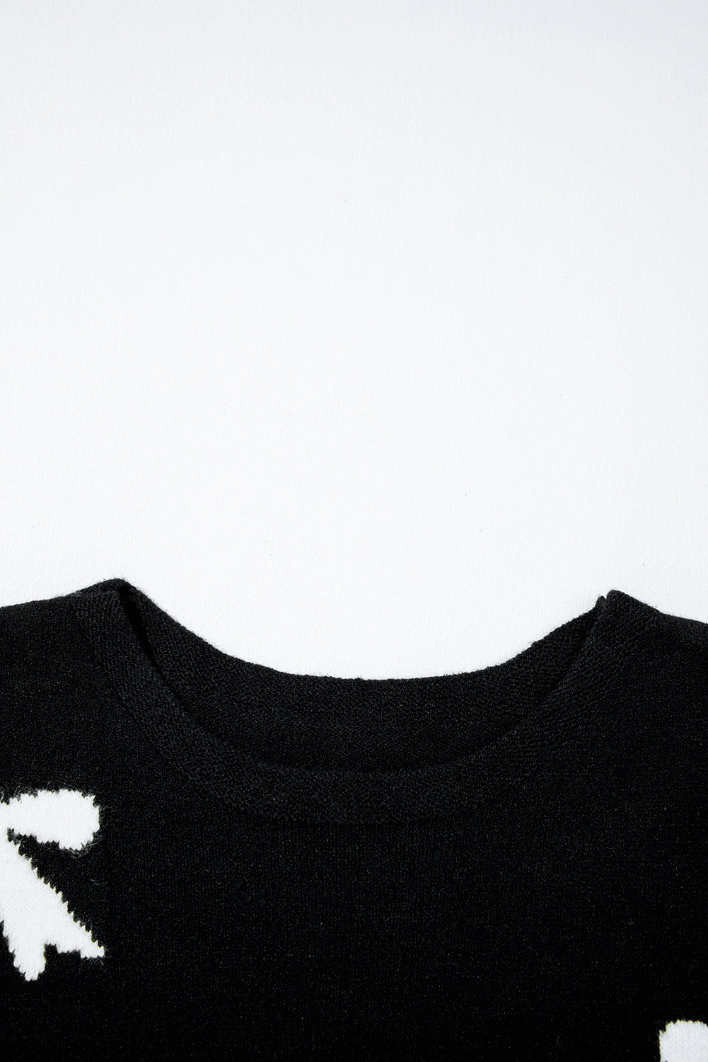 Black Bow Pattern Knit Short Sleeve Sweater-Sweaters & Cardigans/Short Sleeve Sweaters-[Adult]-[Female]-2022 Online Blue Zone Planet