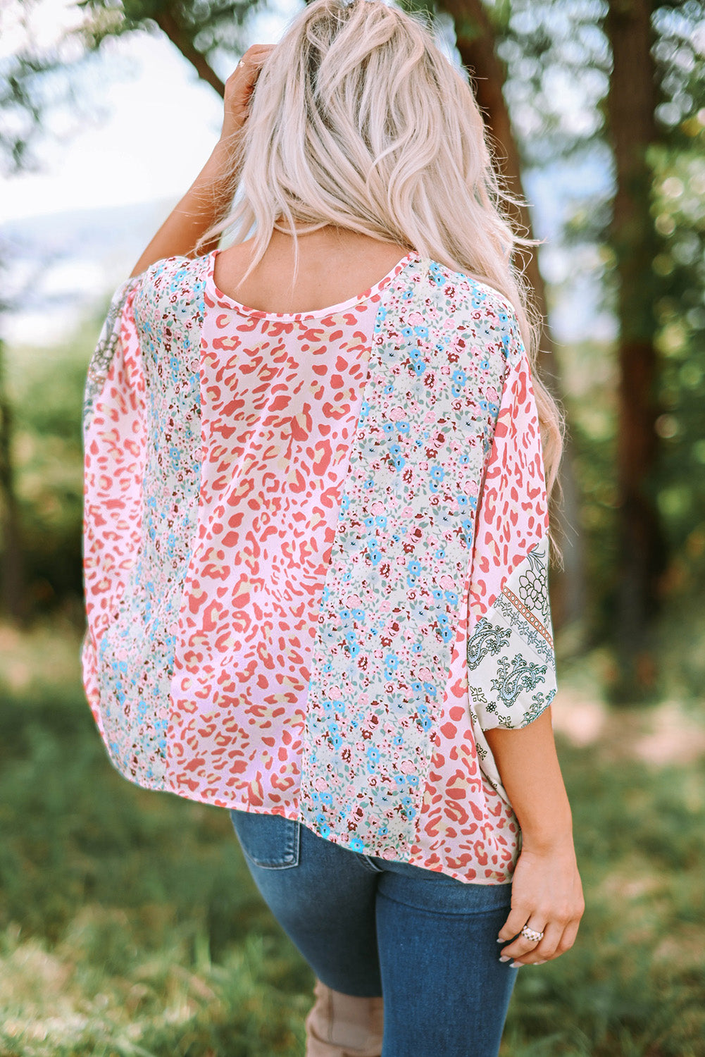 Multicolor Animal Floral Mix Print Cape Top-Sale (50% OFF)/20% OFF-[Adult]-[Female]-2022 Online Blue Zone Planet