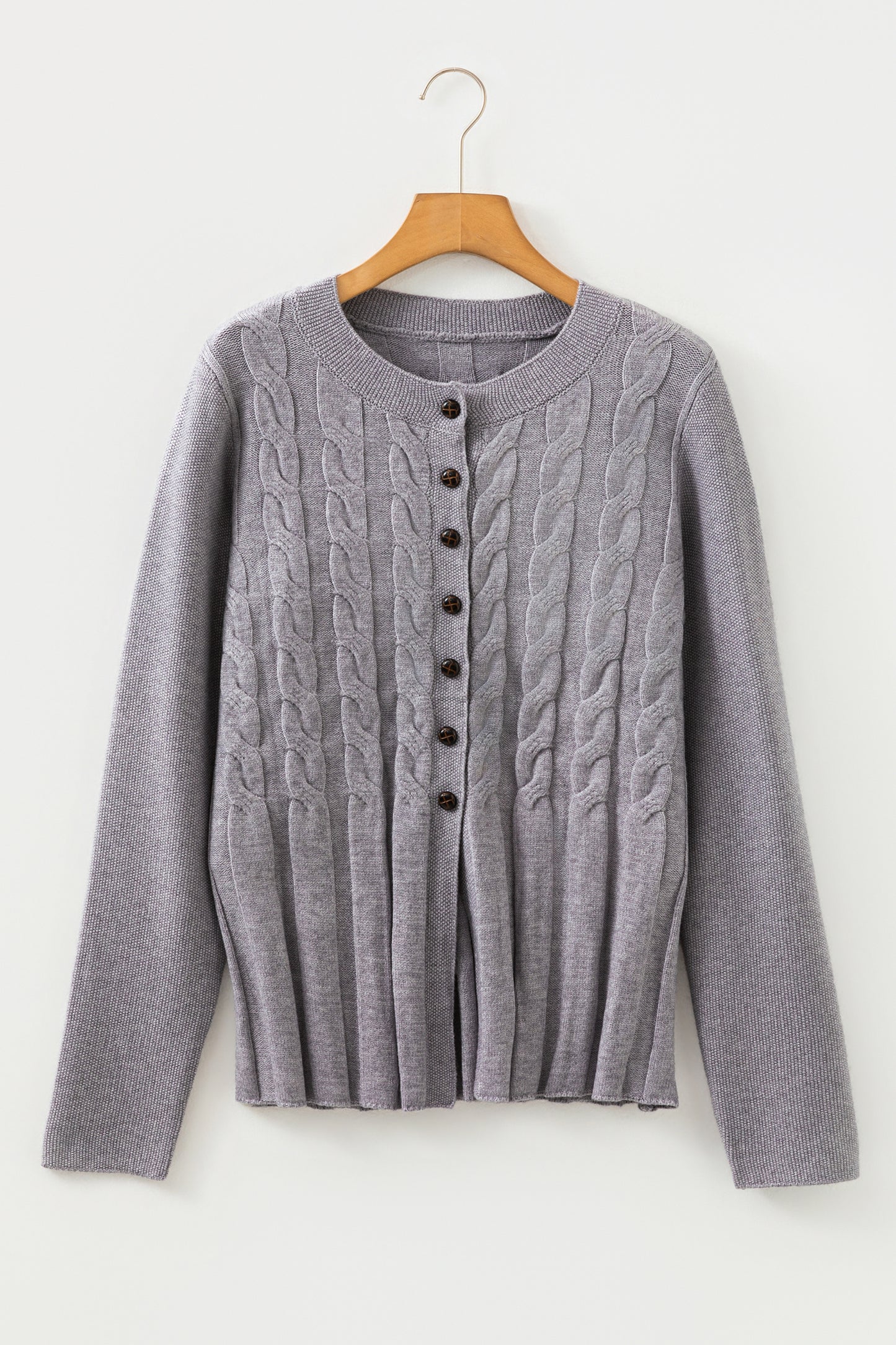 High Cable Knit Cardigan Sweater