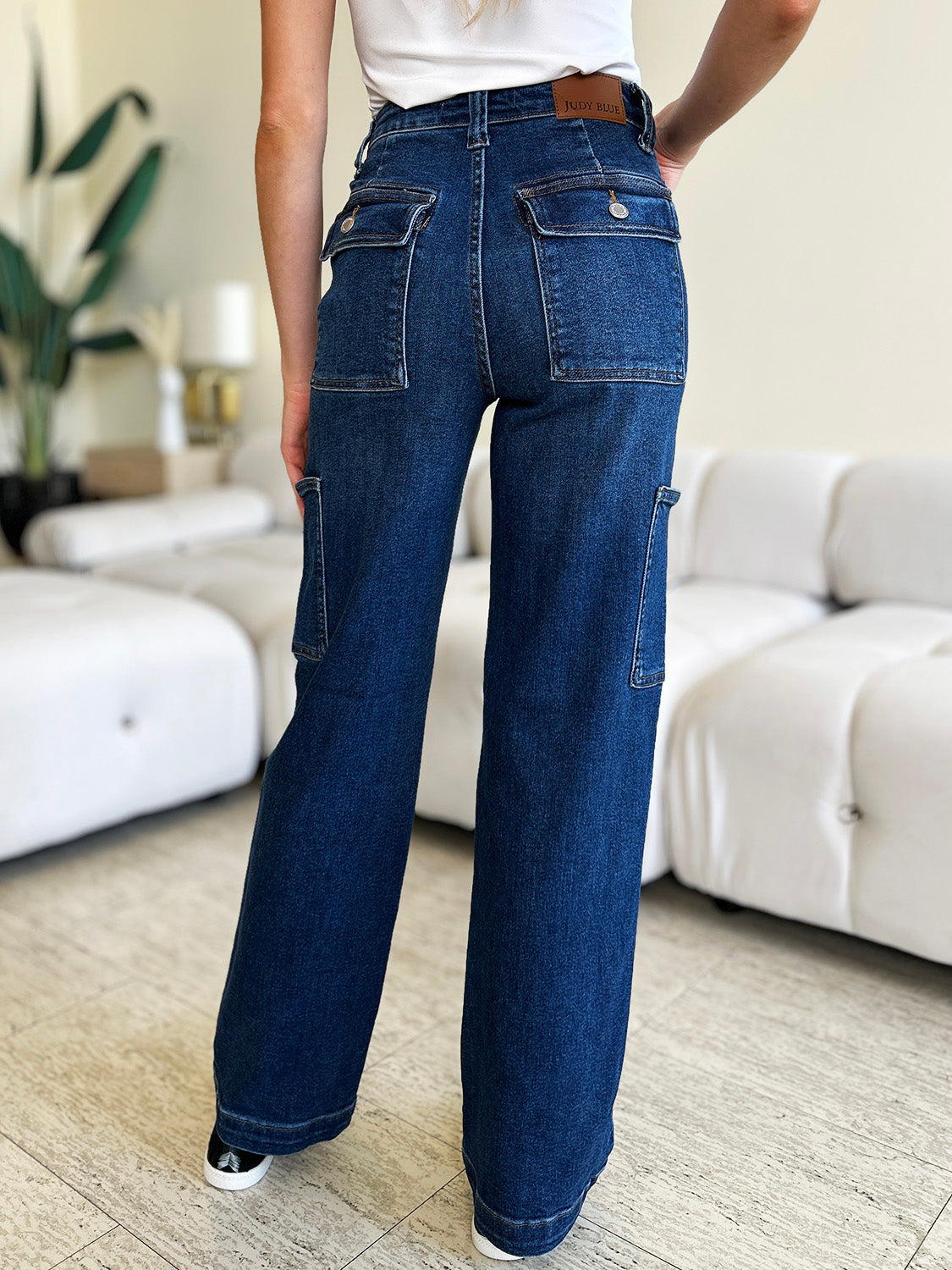 Judy Blue Full Size High Waist Straight Cargo Jeans-BOTTOMS SIZES SMALL MEDIUM LARGE-[Adult]-[Female]-2022 Online Blue Zone Planet