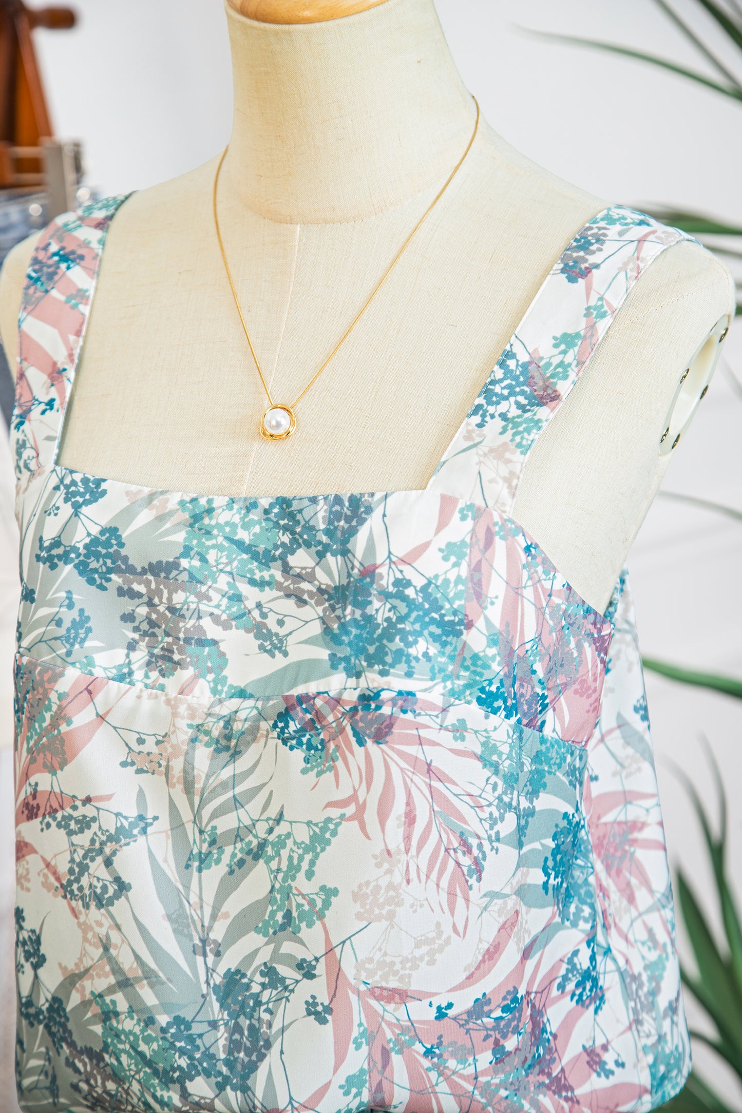 Green Tropical Palm Printed Cropped Tank Drawstring Wide Leg Pant Set-Two Piece Sets/Pant Sets-[Adult]-[Female]-2022 Online Blue Zone Planet