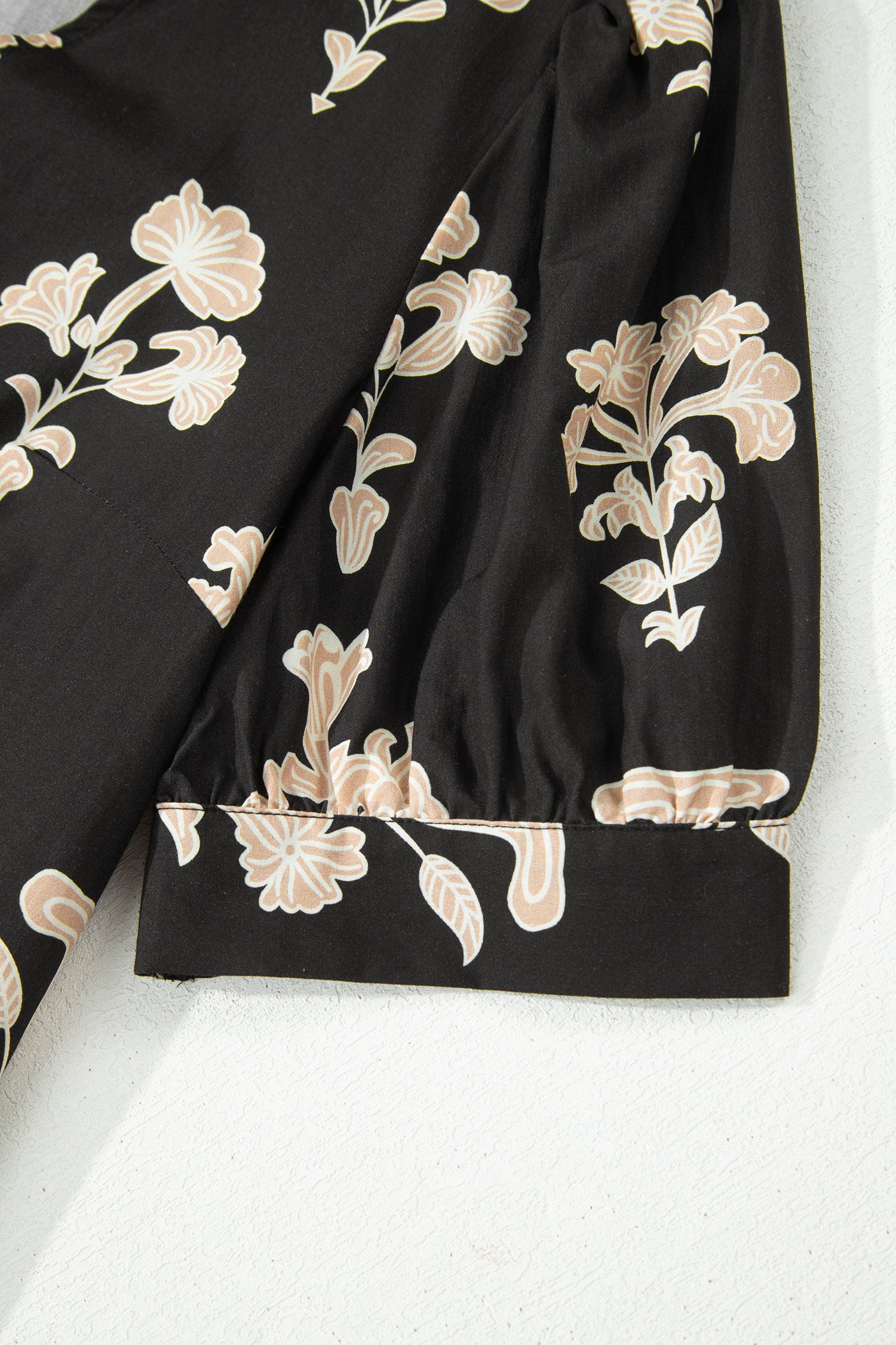 Black Frilled V Neck Puff Short Sleeve Floral Mini Dress-TOPS / DRESSES-[Adult]-[Female]-2022 Online Blue Zone Planet