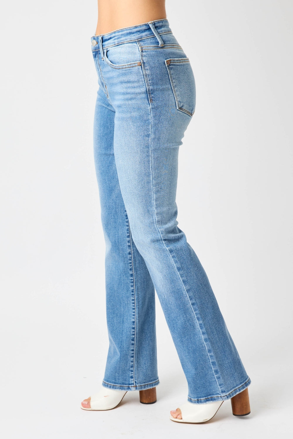 Judy Blue Full Size Mid-Rise Waist Straight Jeans-BOTTOM SIZES SMALL MEDIUM LARGE-[Adult]-[Female]-2022 Online Blue Zone Planet