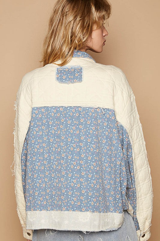 POL Floral Patchwork Zip Up Long Sleeve Jacket-TOPS / DRESSES-[Adult]-[Female]-2022 Online Blue Zone Planet