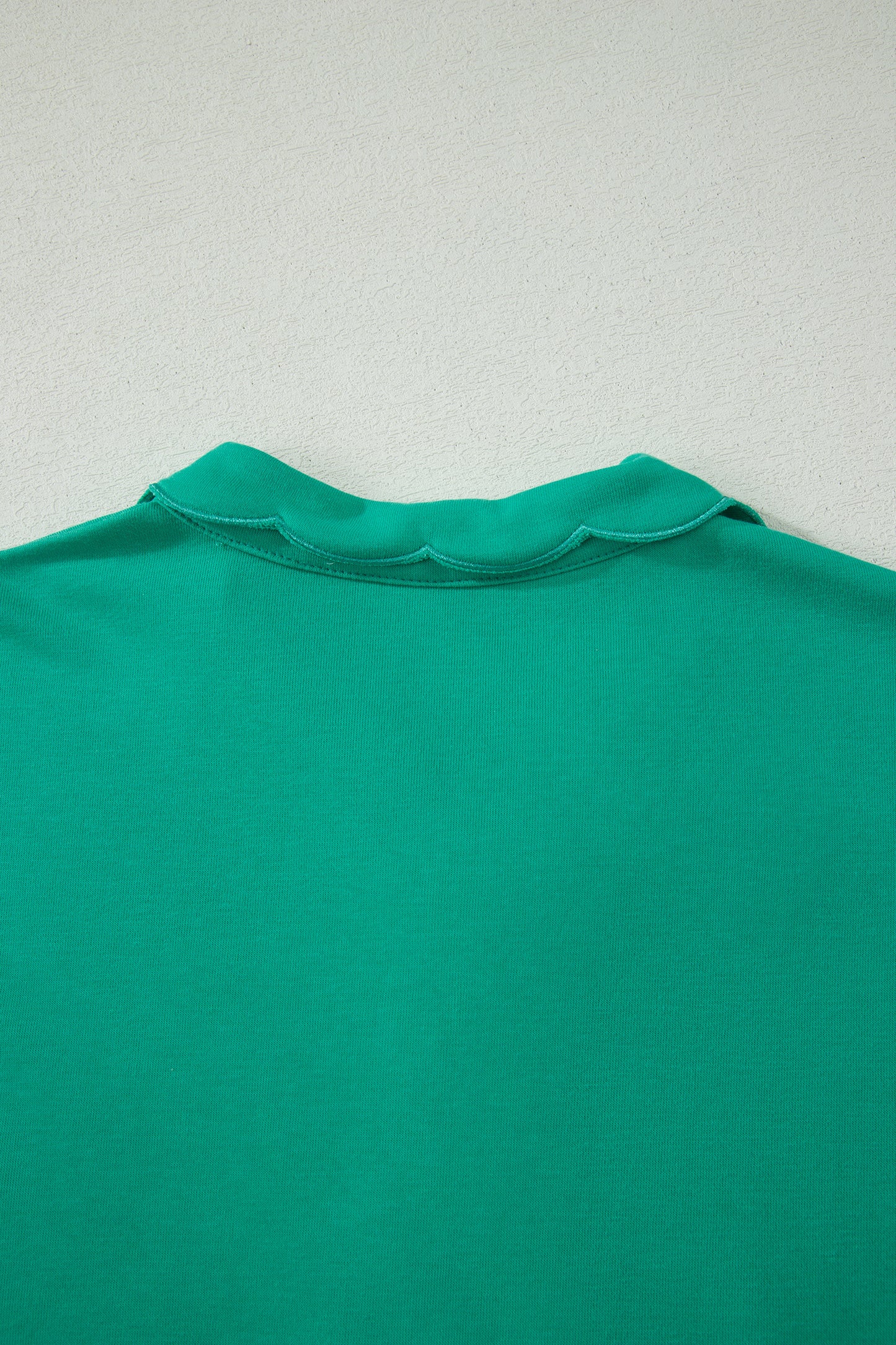Sea Green Solid Color Snap Button Polo Collar Short Sleeve Scallop Hem Mini Dress-TOPS / DRESSES-[Adult]-[Female]-2022 Online Blue Zone Planet