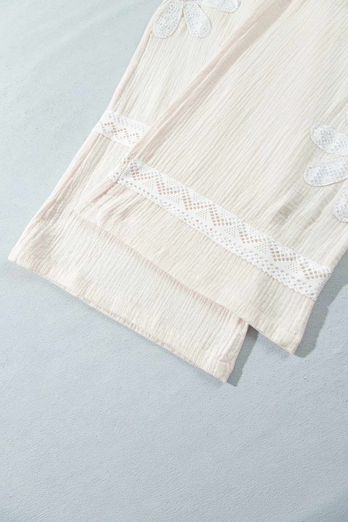 White Floral Lace Patchwork Boho Wide Leg Casual Pants-Bottoms/Pants & Culotte-[Adult]-[Female]-2022 Online Blue Zone Planet