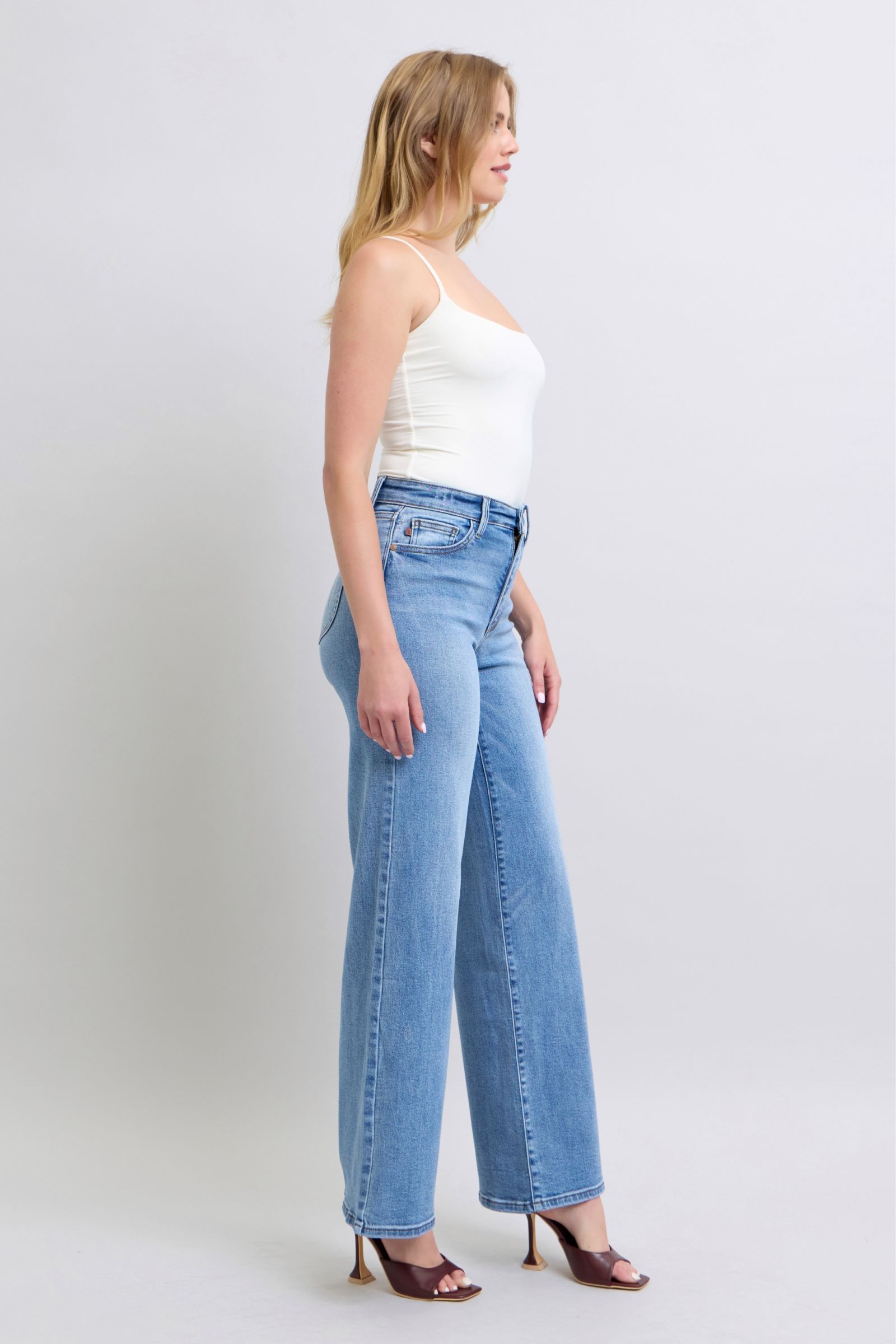 Judy Blue Full Size Wide Leg Jeans with Pockets-BOTTOM SIZES SMALL MEDIUM LARGE-[Adult]-[Female]-2022 Online Blue Zone Planet