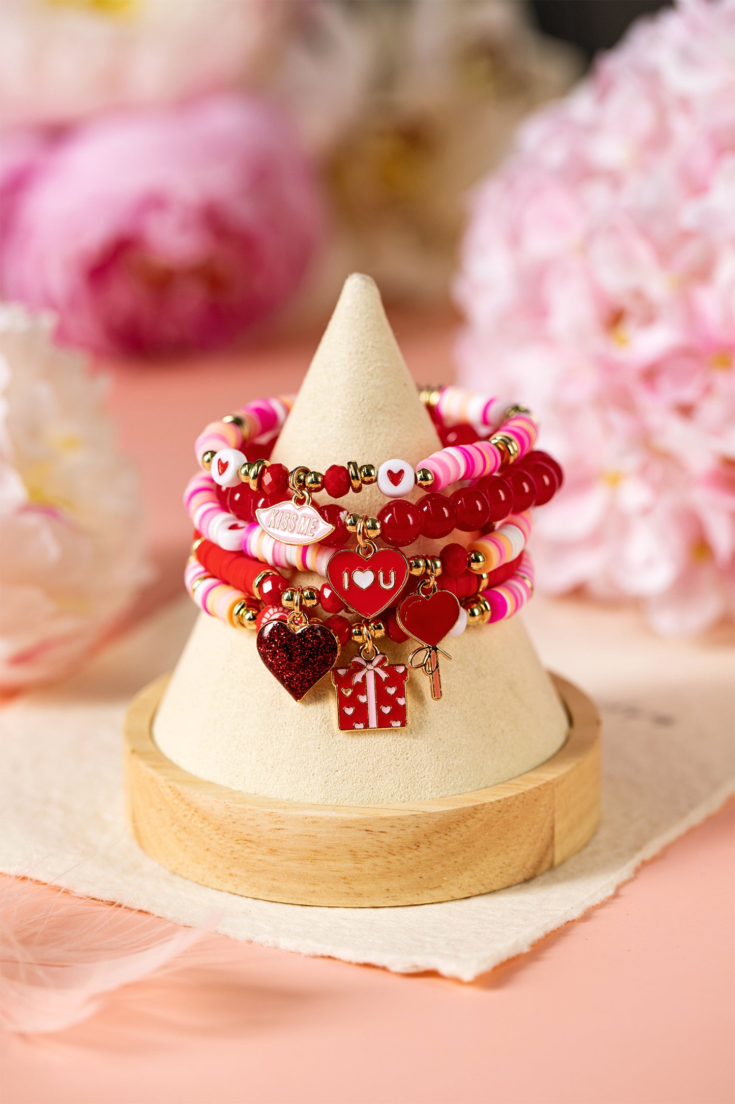 Fiery Red 5pcs I Love U Valentines Day Sweet Bracelet Set-Bracelet-[Adult]-[Female]-2022 Online Blue Zone Planet