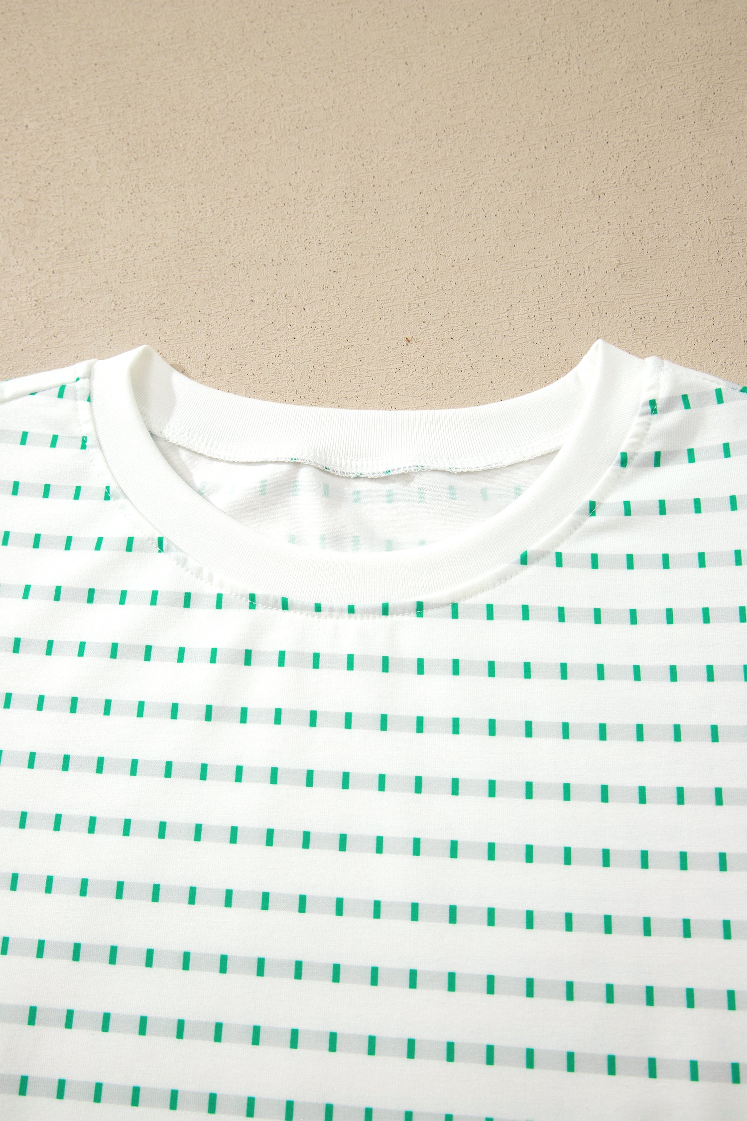 Green Striped Short Puff Sleeve Top-Tops/Tops & Tees-[Adult]-[Female]-2022 Online Blue Zone Planet