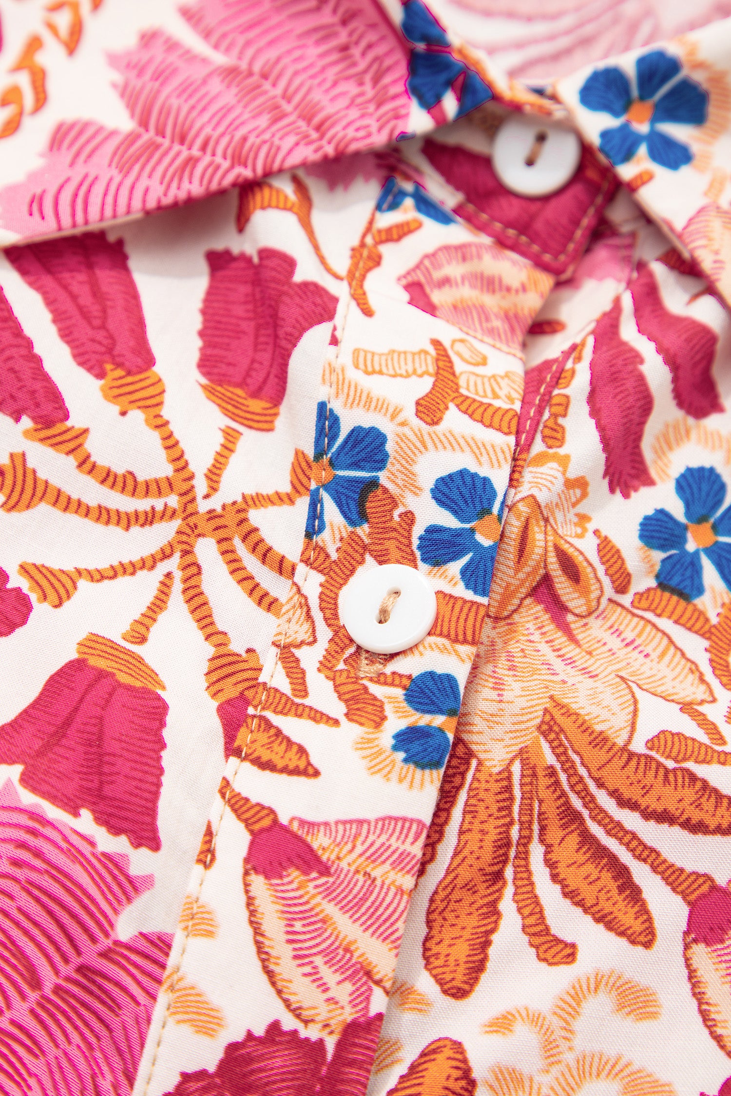 Red Fall Flower Print Long Sleeve Mini Dress-Dresses/Mini Dresses-[Adult]-[Female]-2022 Online Blue Zone Planet