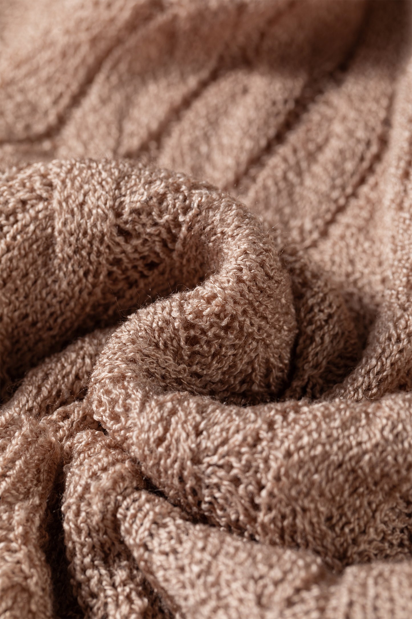 Old Rose Hollowed Pattern Knit Drop Shoulder Open Sweater Cardigan-Sweaters & Cardigans/Cardigans-[Adult]-[Female]-2022 Online Blue Zone Planet