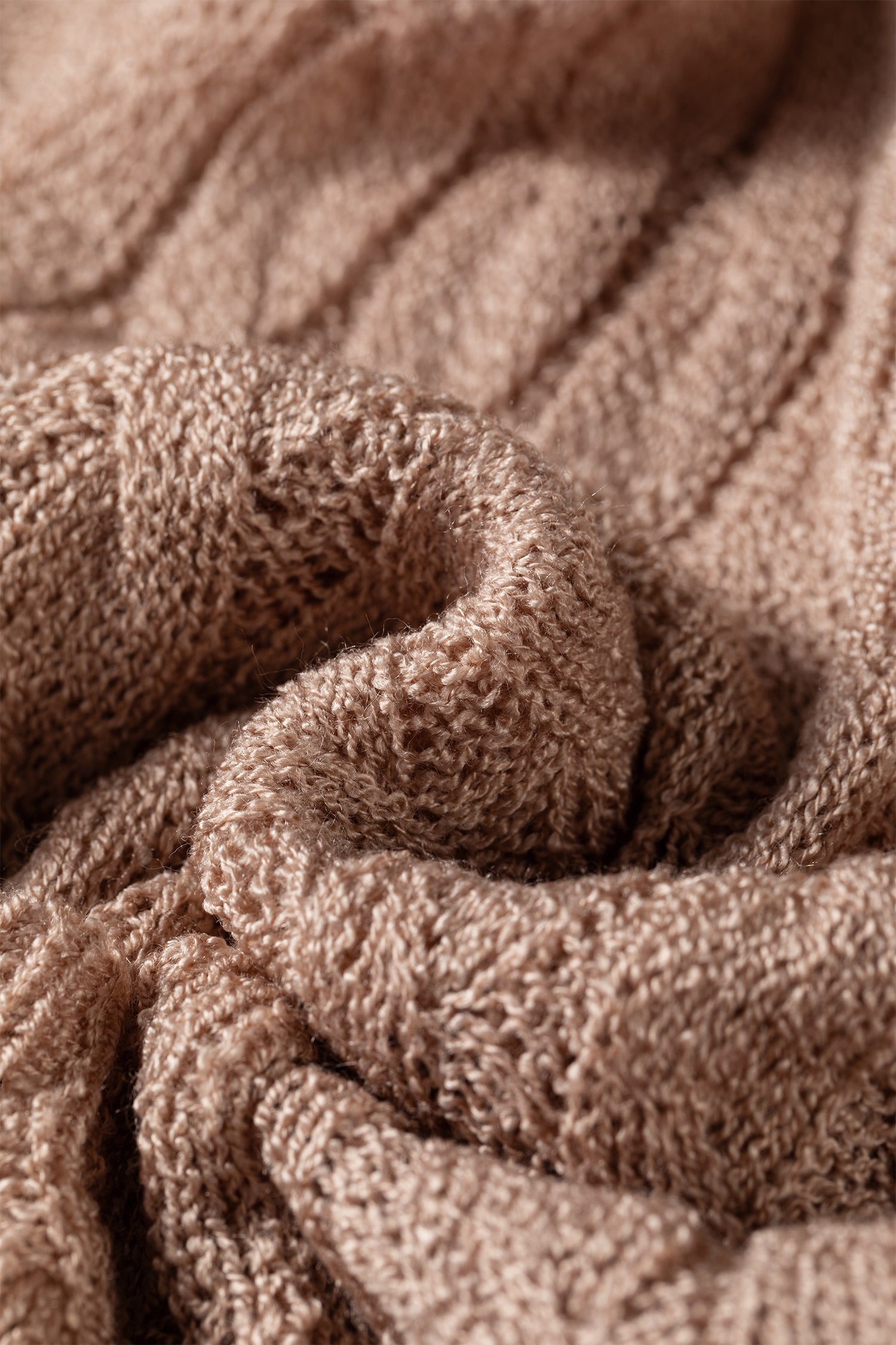 Old Rose Hollowed Pattern Knit Drop Shoulder Open Sweater Cardigan-Sweaters & Cardigans/Cardigans-[Adult]-[Female]-2022 Online Blue Zone Planet