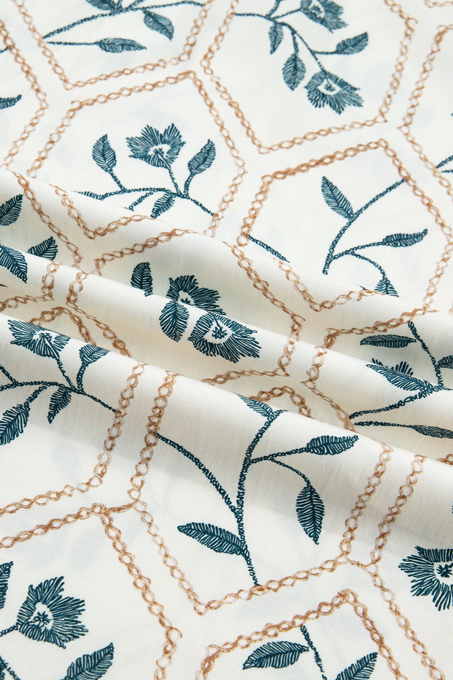 Blue Geometric Floral Print Lace Trim Collared Short Sleeve Mini Dress-TOPS / DRESSES-[Adult]-[Female]-2022 Online Blue Zone Planet