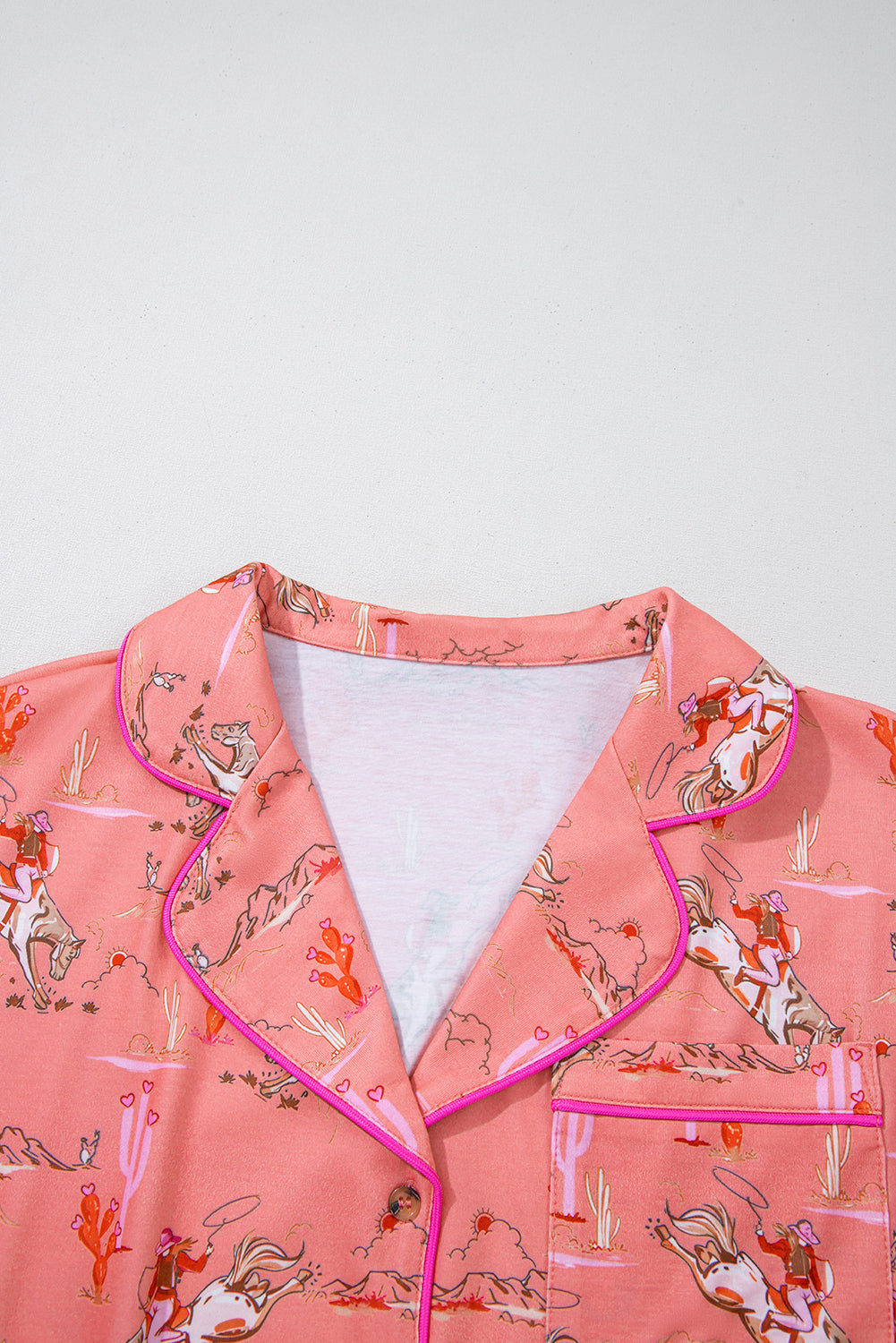 Blossom Cowgirl Country Print Pajamas Set-Loungewear & Sleepwear/Sleepwear-[Adult]-[Female]-2022 Online Blue Zone Planet