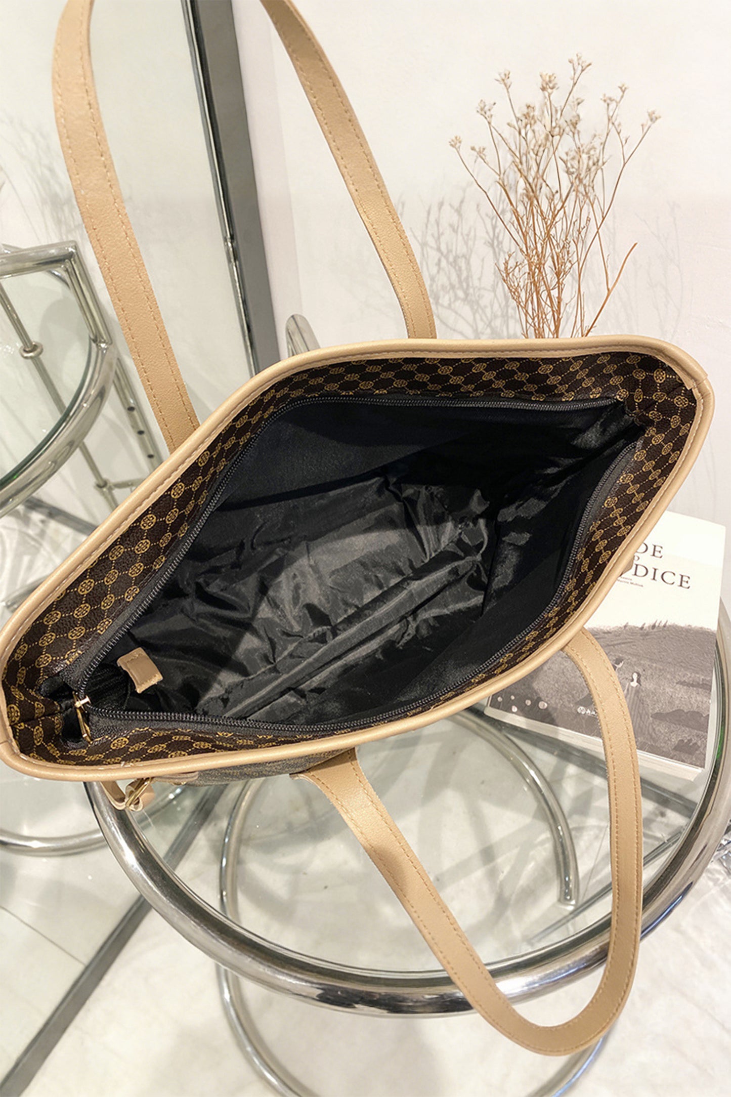 Coffee Luxury Fashion Print PU Leather Versatile One Shoulder Tote Bag-Shoes & Bags/Handbags-[Adult]-[Female]-2022 Online Blue Zone Planet