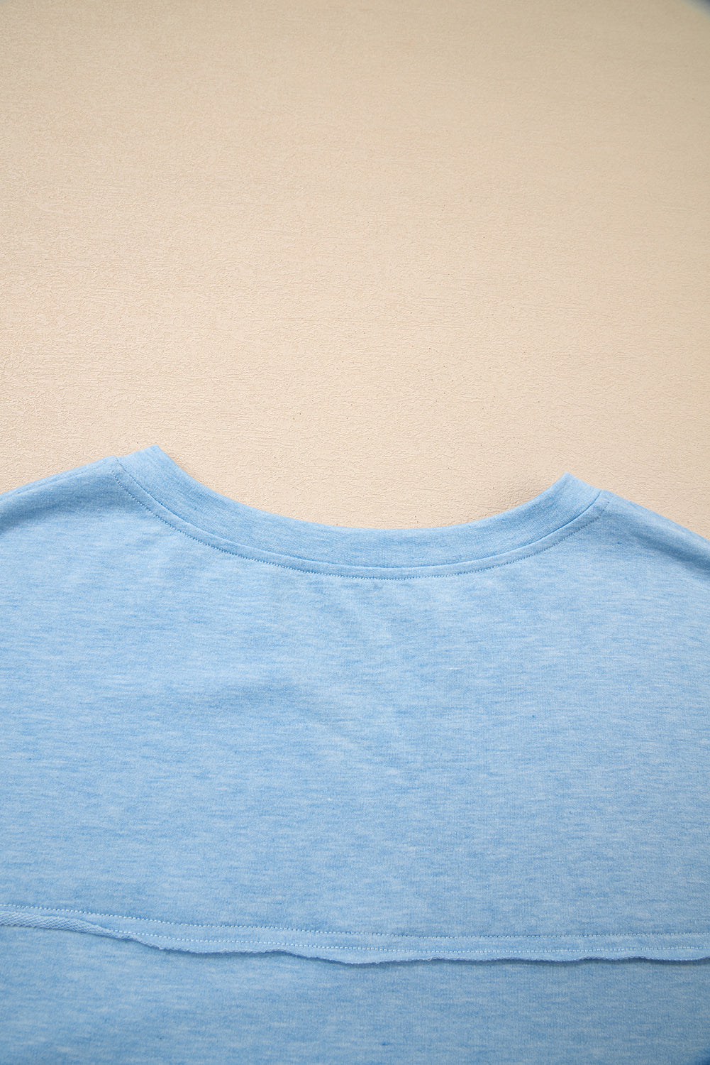 Myosotis Notched Neck Terry Raw Hem Long Sleeve Top-Tops/Long Sleeve Tops-[Adult]-[Female]-2022 Online Blue Zone Planet