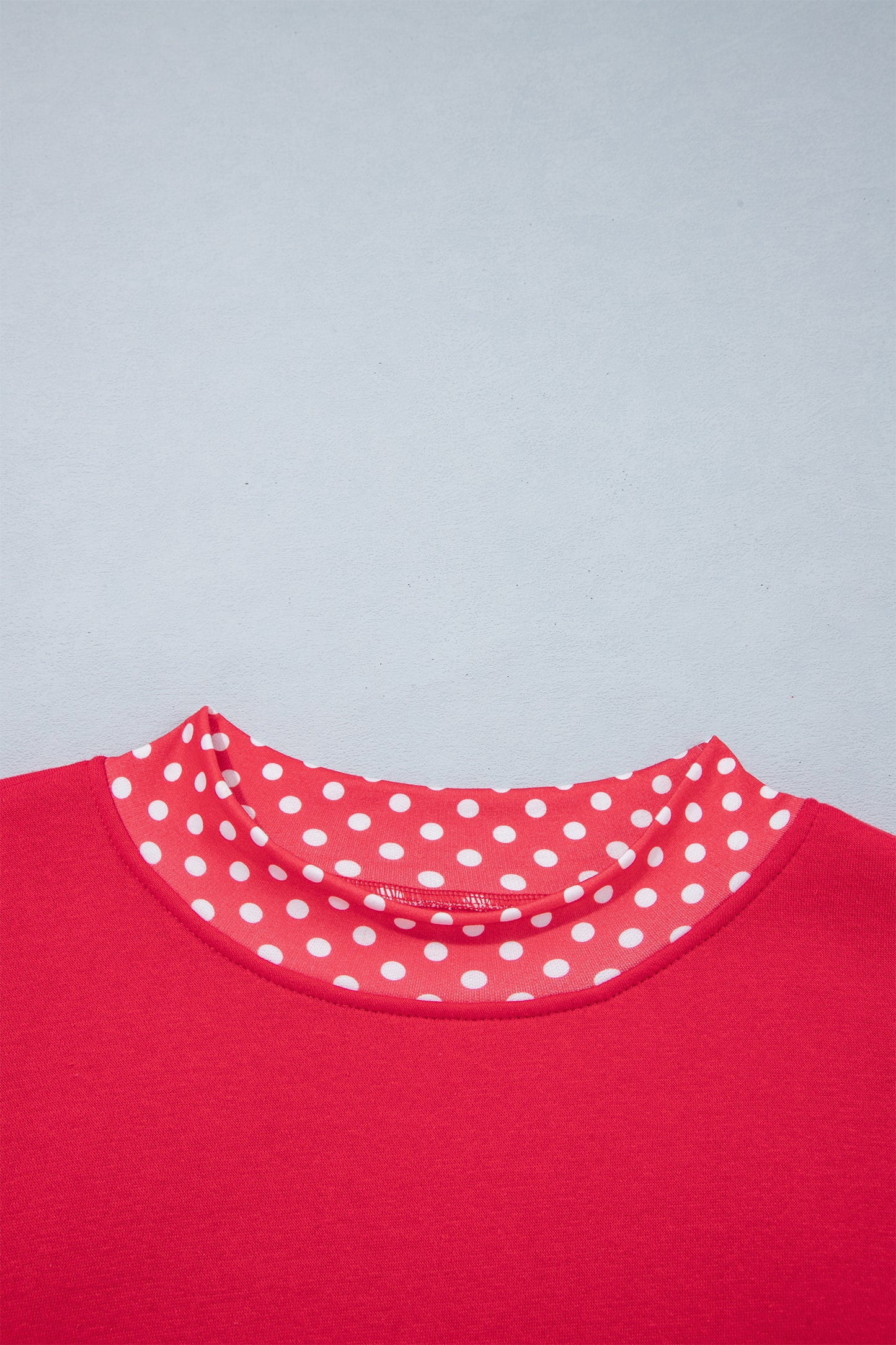 Racing Red Colorblock Polka Dot Contrast Trim Oversized Sweatshirt