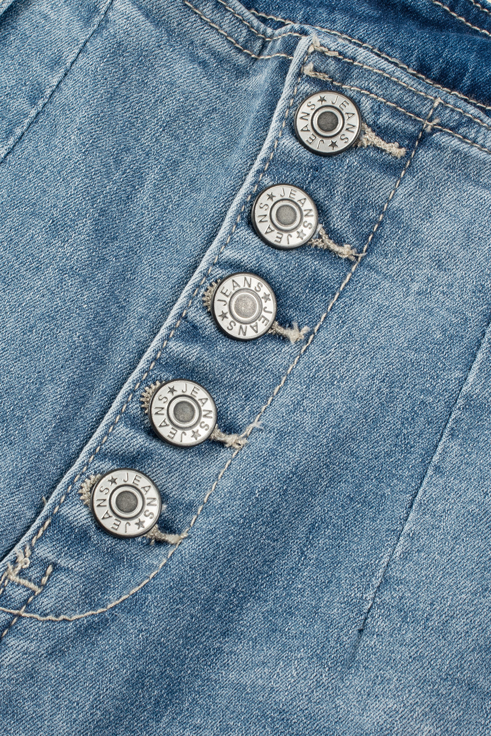 Dusk Blue Multi Buttons Medium Wash Straight Loose Leg Jeans-Bottoms/Jeans-[Adult]-[Female]-2022 Online Blue Zone Planet