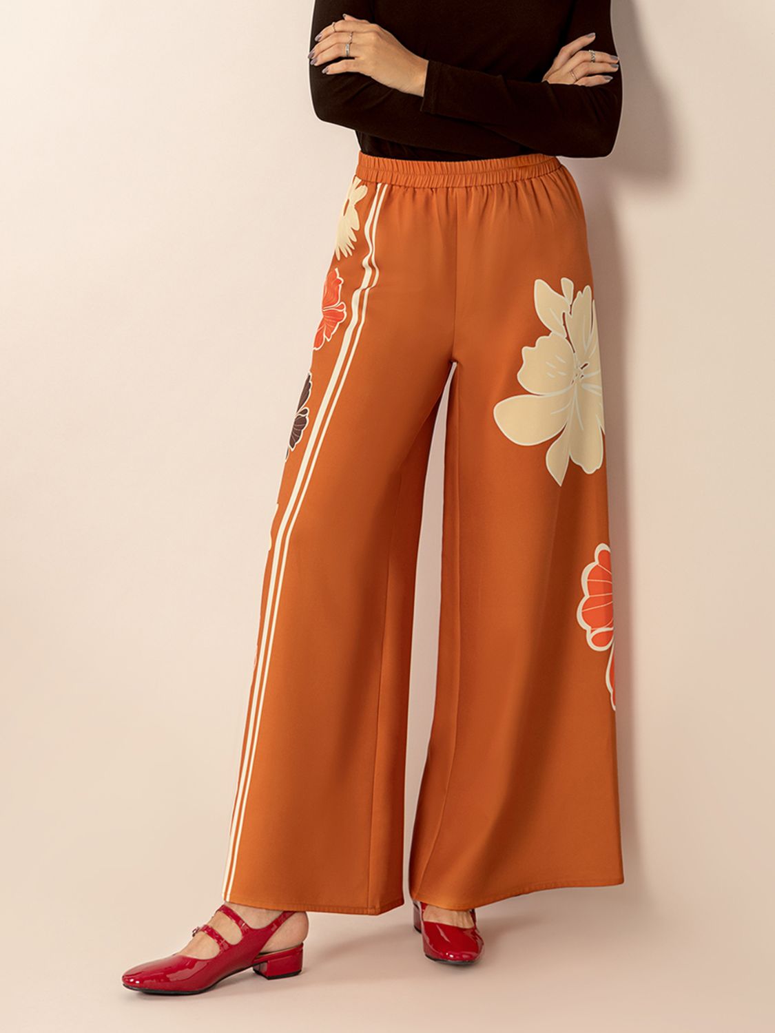 Printed Elastic Waist Wide Leg Pants-BOTTOM SIZES SMALL MEDIUM LARGE-[Adult]-[Female]-2022 Online Blue Zone Planet