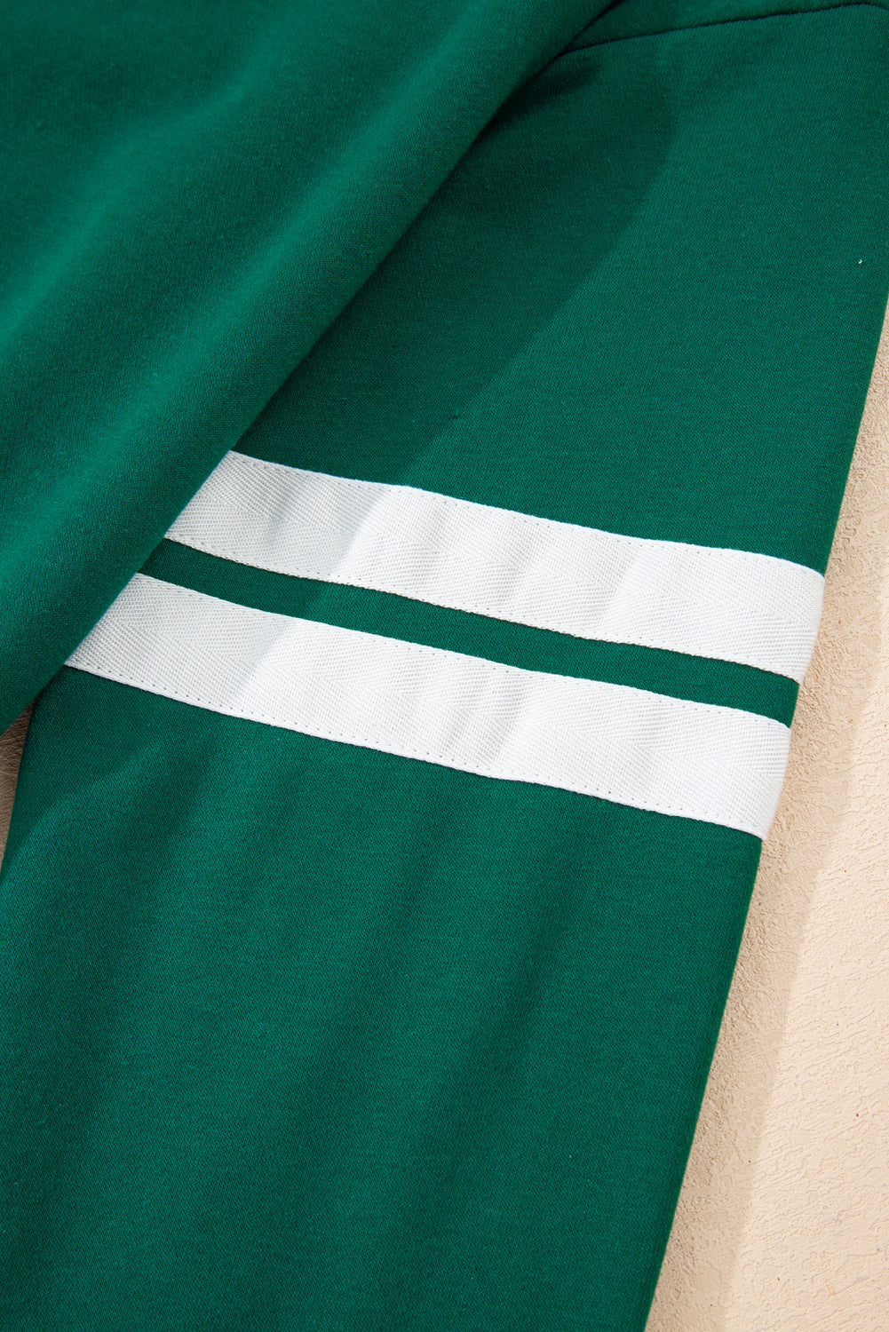 Evergreen Varsity Stripe Detail Drop Shoulder Pullover Mini Skirt Set-Two Piece Sets/Two Piece Dresses-[Adult]-[Female]-2022 Online Blue Zone Planet