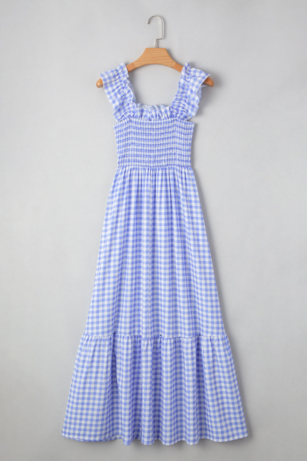 Red Plaid Square Neck Sleeveless Maxi Dress-Maxi Dresses-[Adult]-[Female]-2022 Online Blue Zone Planet