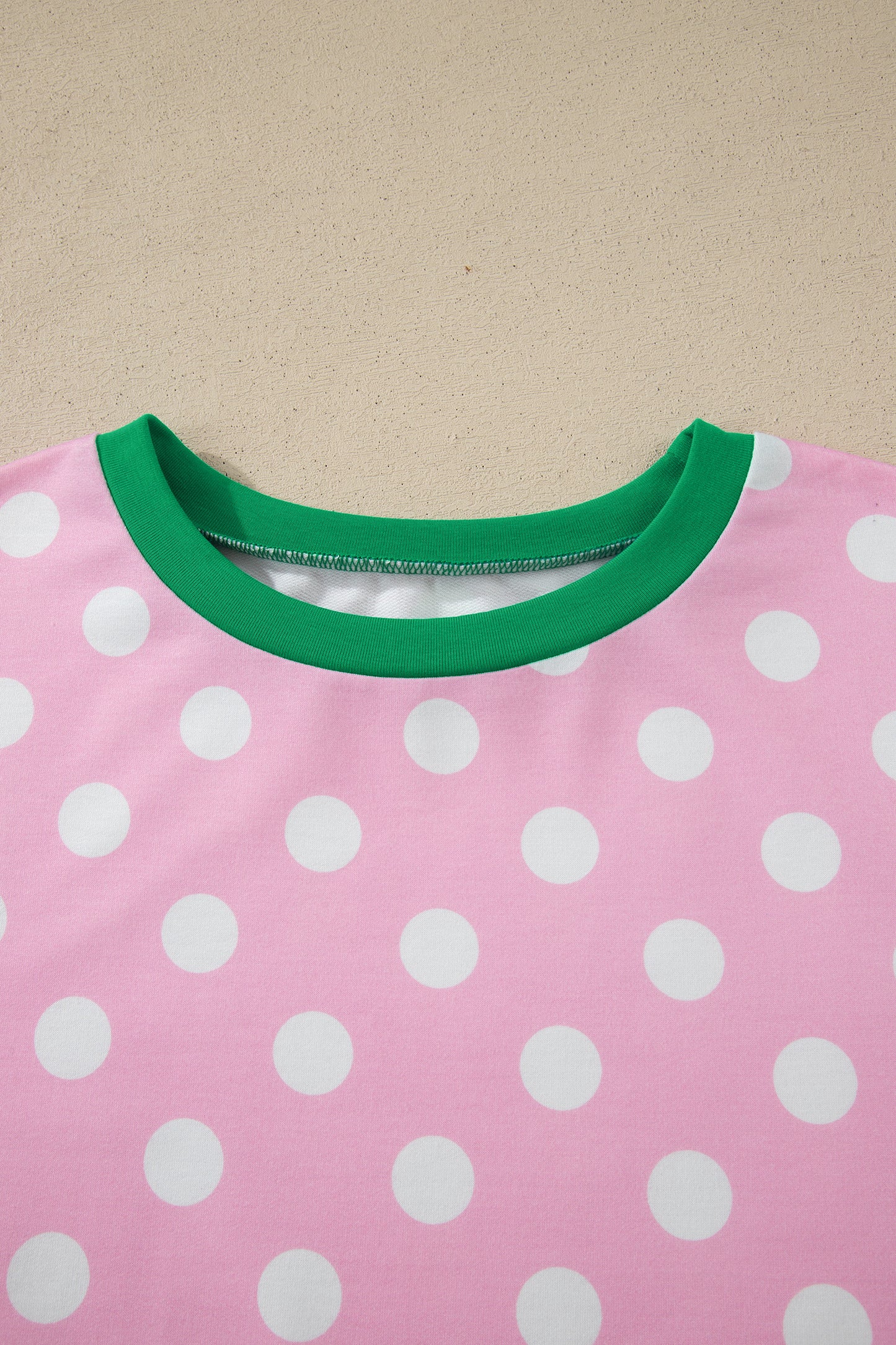Pink Polka Dot Contrast Edge Casual Short Set-Two Piece Sets/Short Sets-[Adult]-[Female]-2022 Online Blue Zone Planet