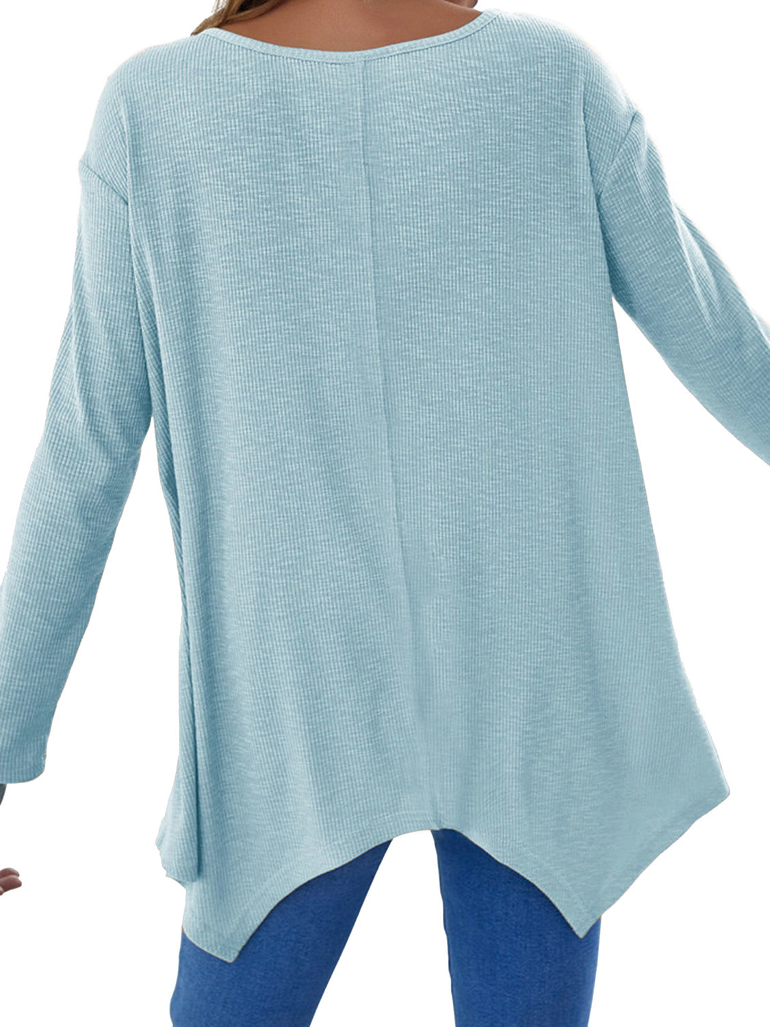 Full Size V-Neck Long Sleeve T-Shirt-TOPS / DRESSES-[Adult]-[Female]-2022 Online Blue Zone Planet