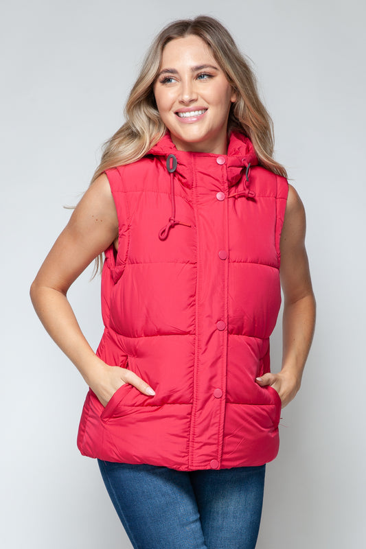 Snobbish Snap and Zip Closure Hooded Vest-TOPS / DRESSES-[Adult]-[Female]-Magenta-S-2022 Online Blue Zone Planet