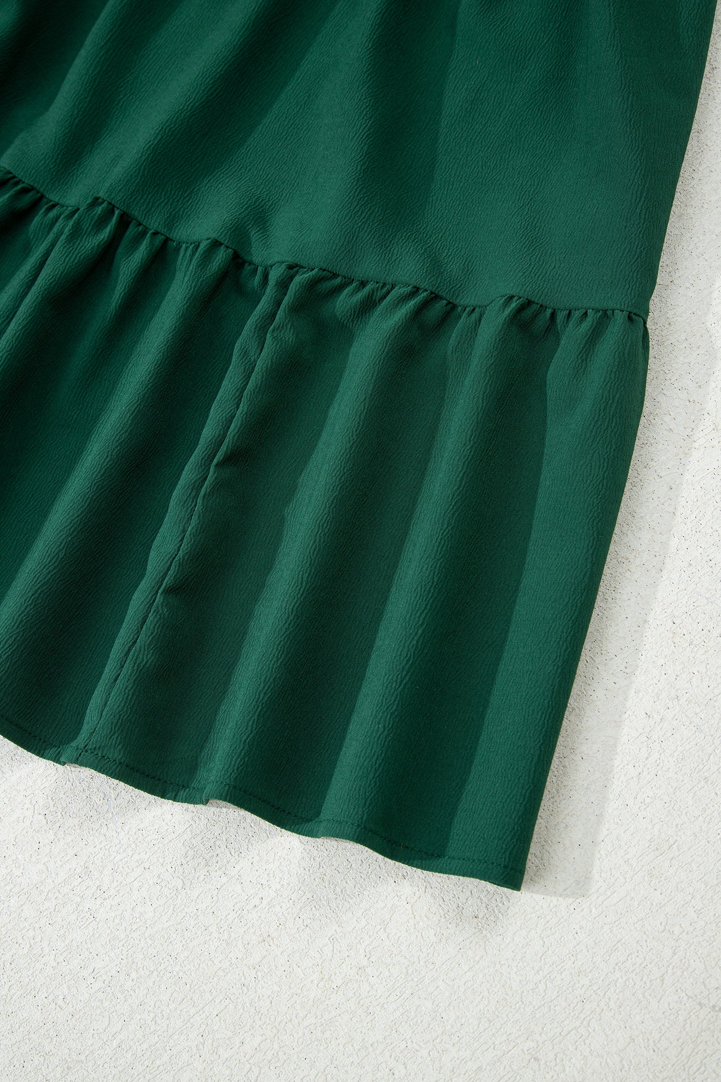 Blackish Green Solid Long Sleeve Button V Neck Tiered Maxi Dress-TOPS / DRESSES-[Adult]-[Female]-2022 Online Blue Zone Planet