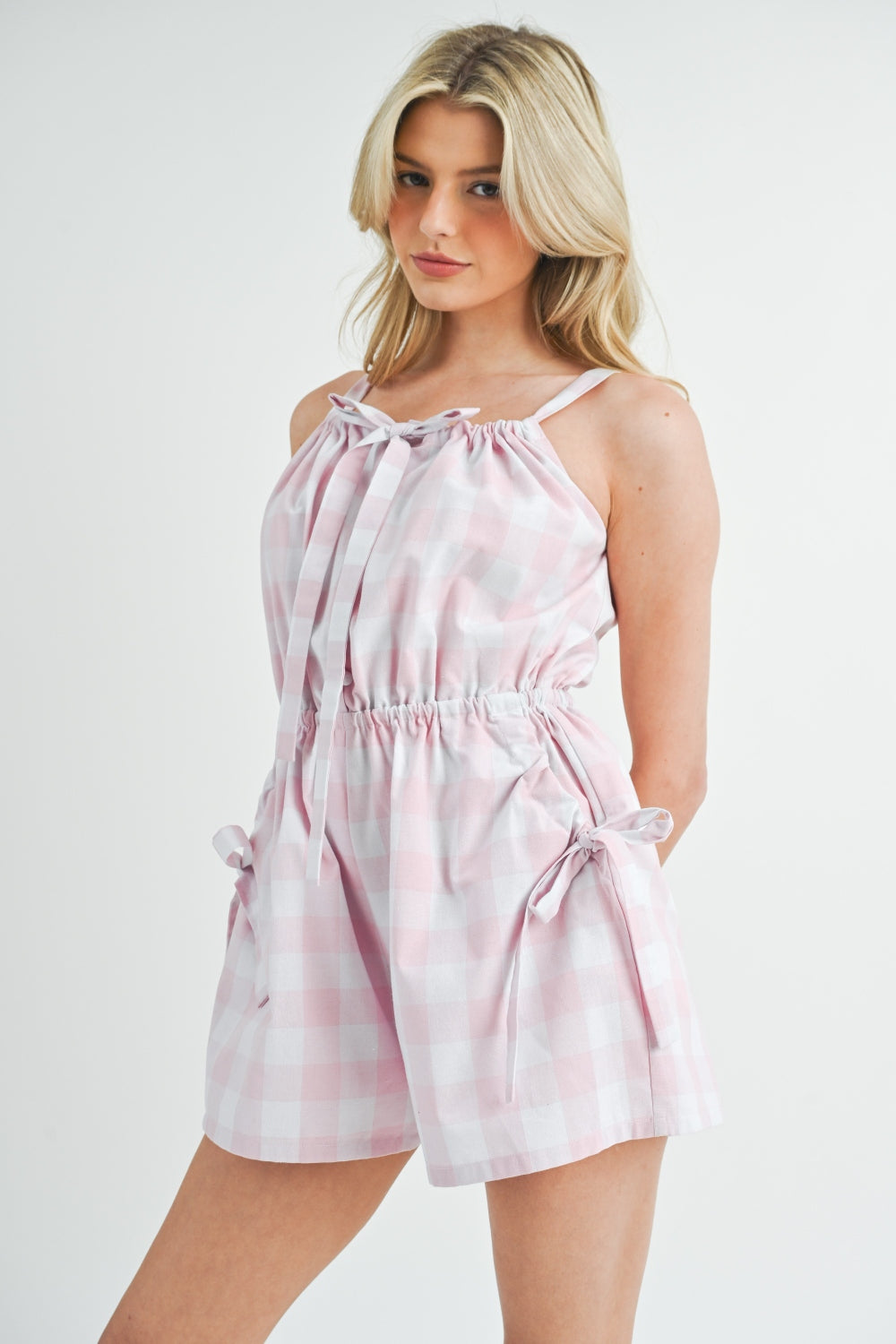 Blue Zone Planet | MABLE Plaid Sleeveless Button Down Romper-TOPS / DRESSES-[Adult]-[Female]-2022 Online Blue Zone Planet