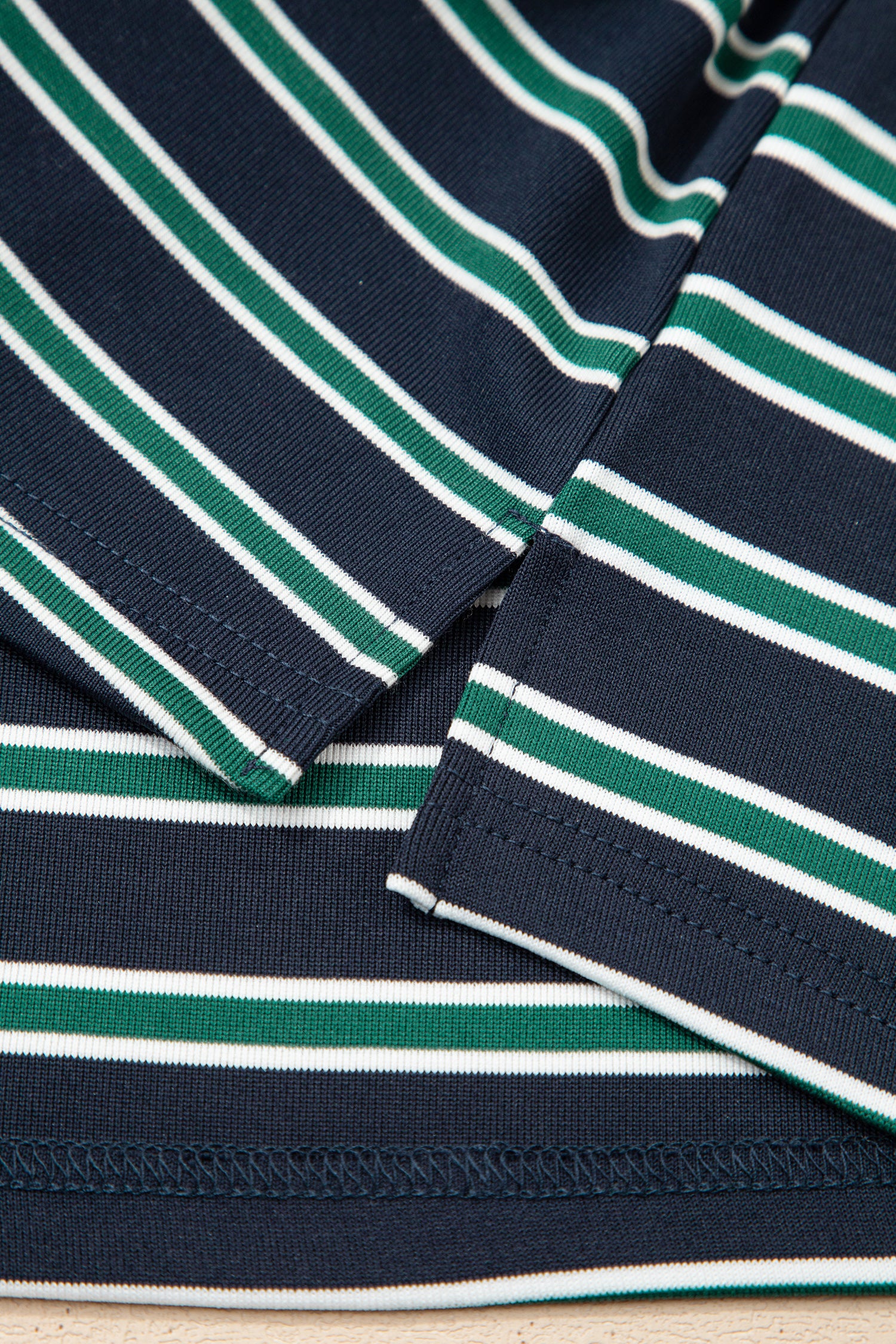 Green Stripe Ribbed Color Block Patchwork Crew Neck Patch Pocket Long Sleeve Top-Tops/Long Sleeve Tops-[Adult]-[Female]-2022 Online Blue Zone Planet
