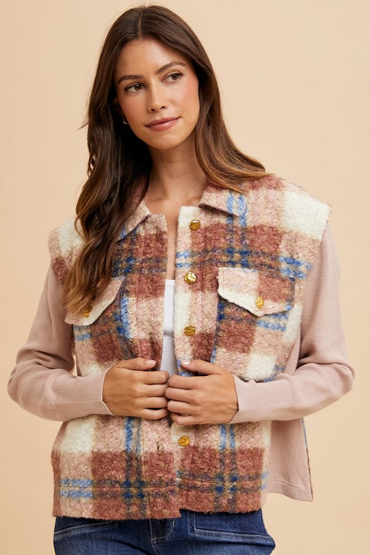 Blue Zone Planet | Annie Wear Faux Fur Plaid Button Up Jacket-TOPS / DRESSES-[Adult]-[Female]-2022 Online Blue Zone Planet