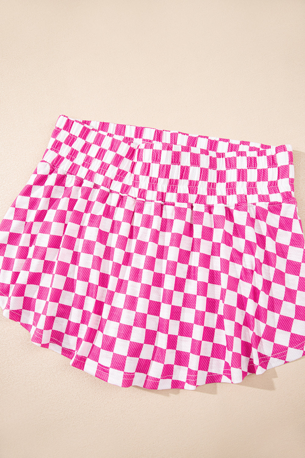 Pink Checkerboard T Shirt And High Waist Skorts 2 Piece Outfit-Two Piece Sets/Short Sets-[Adult]-[Female]-2022 Online Blue Zone Planet