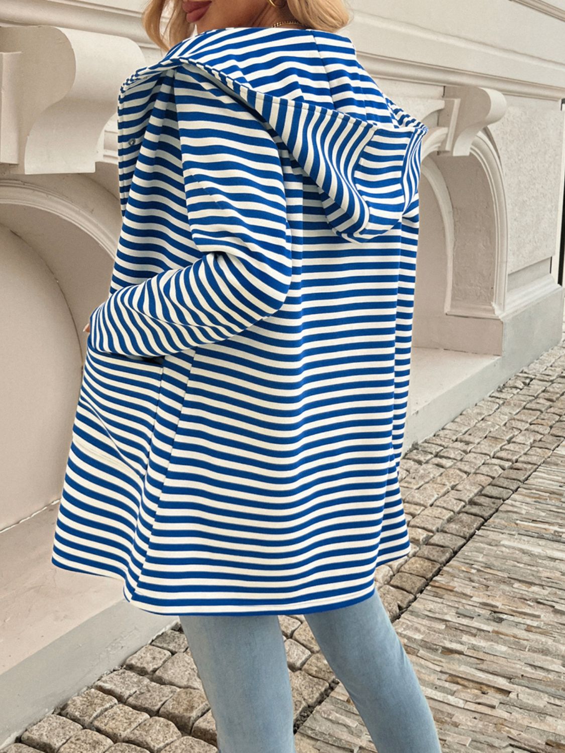 Devine Striped Long Sleeve Hooded Outerwear-TOPS / DRESSES-[Adult]-[Female]-2022 Online Blue Zone Planet