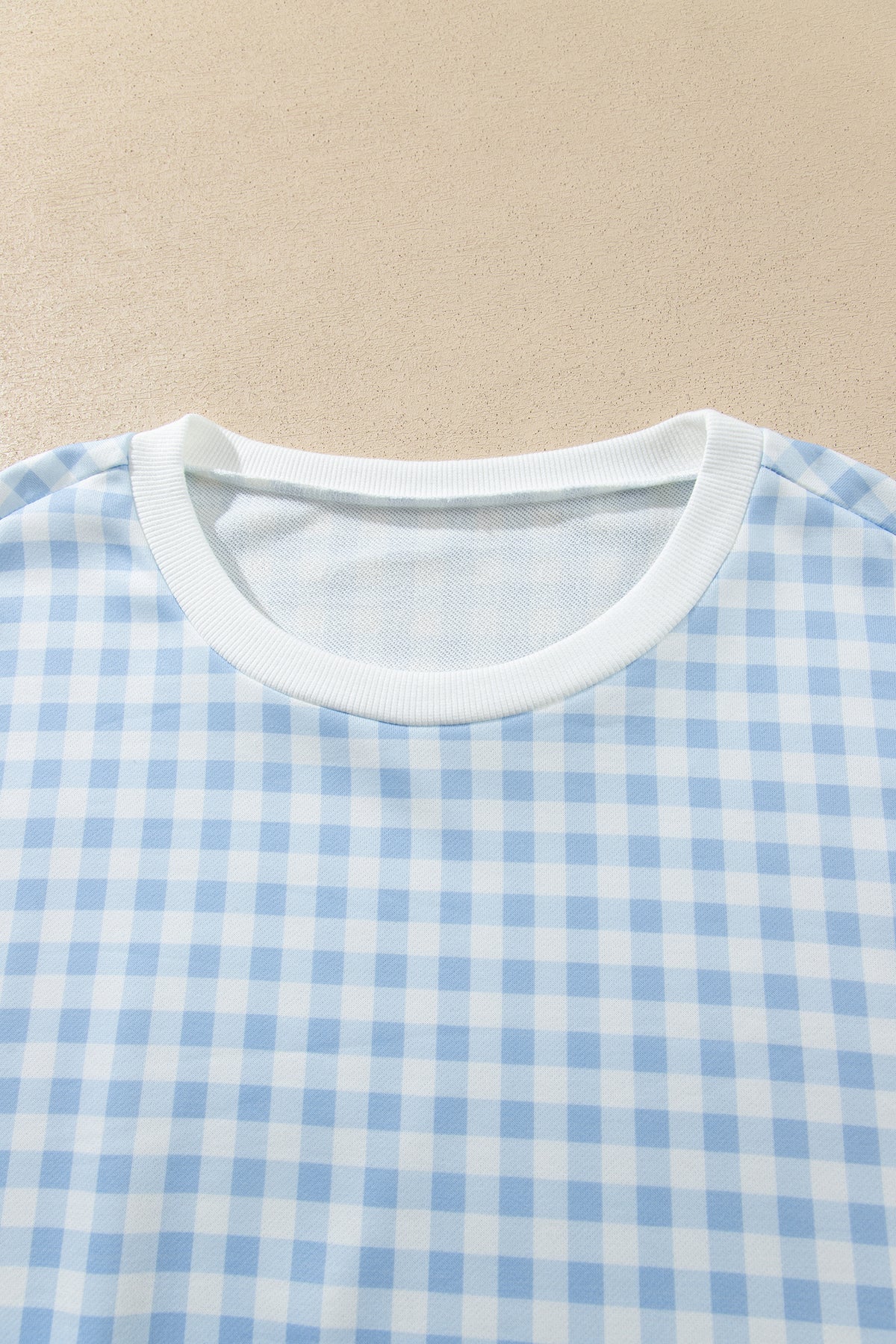 Light Blue Casual Plus Size Plaid Sweatshirt-Plus Size/Plus Size Sweatshirts & Hoodies-[Adult]-[Female]-2022 Online Blue Zone Planet