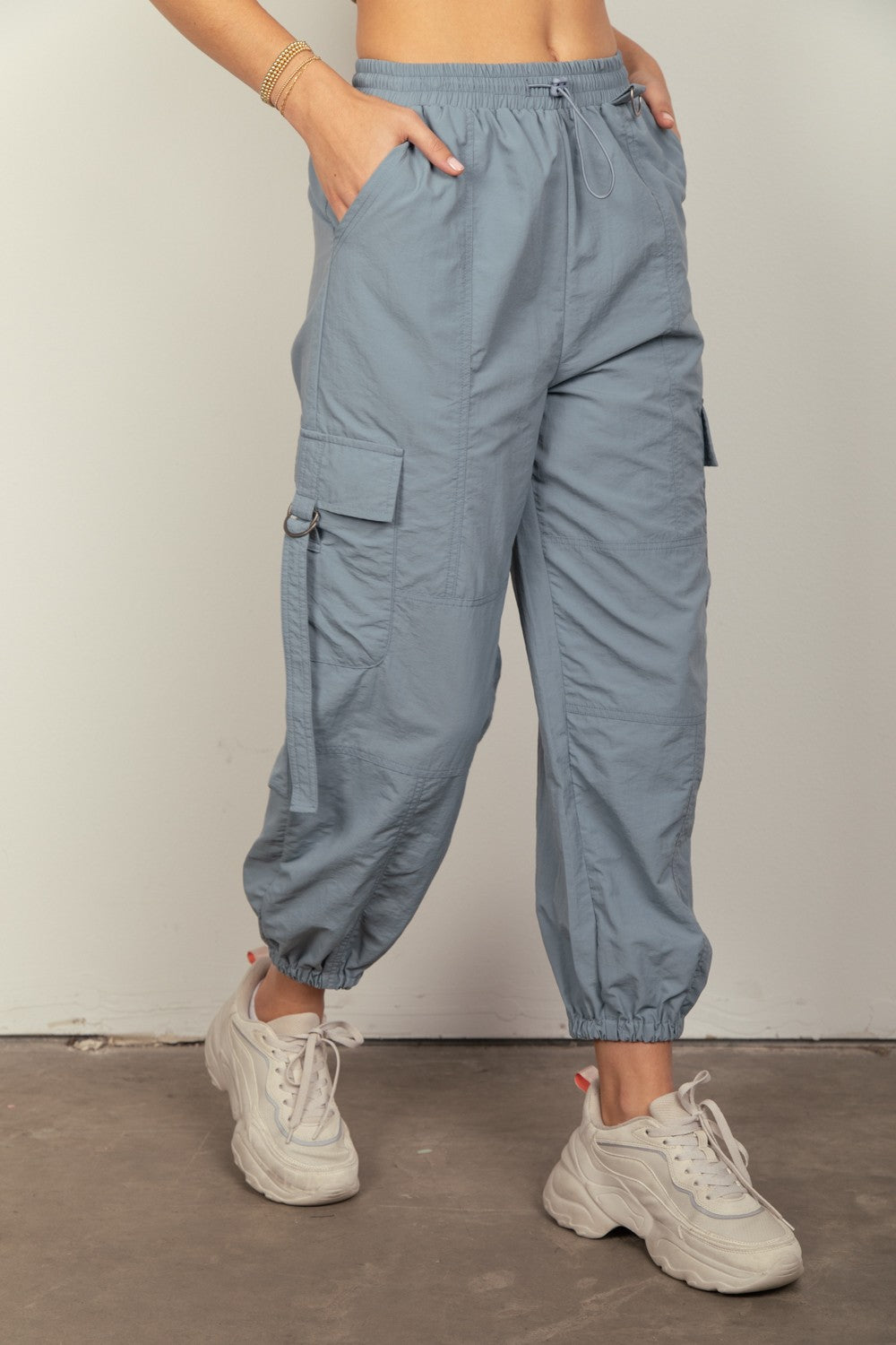 Blue Zone Planet | VERY J Elastic Waist Woven Cargo Pants-TOPS / DRESSES-[Adult]-[Female]-2022 Online Blue Zone Planet