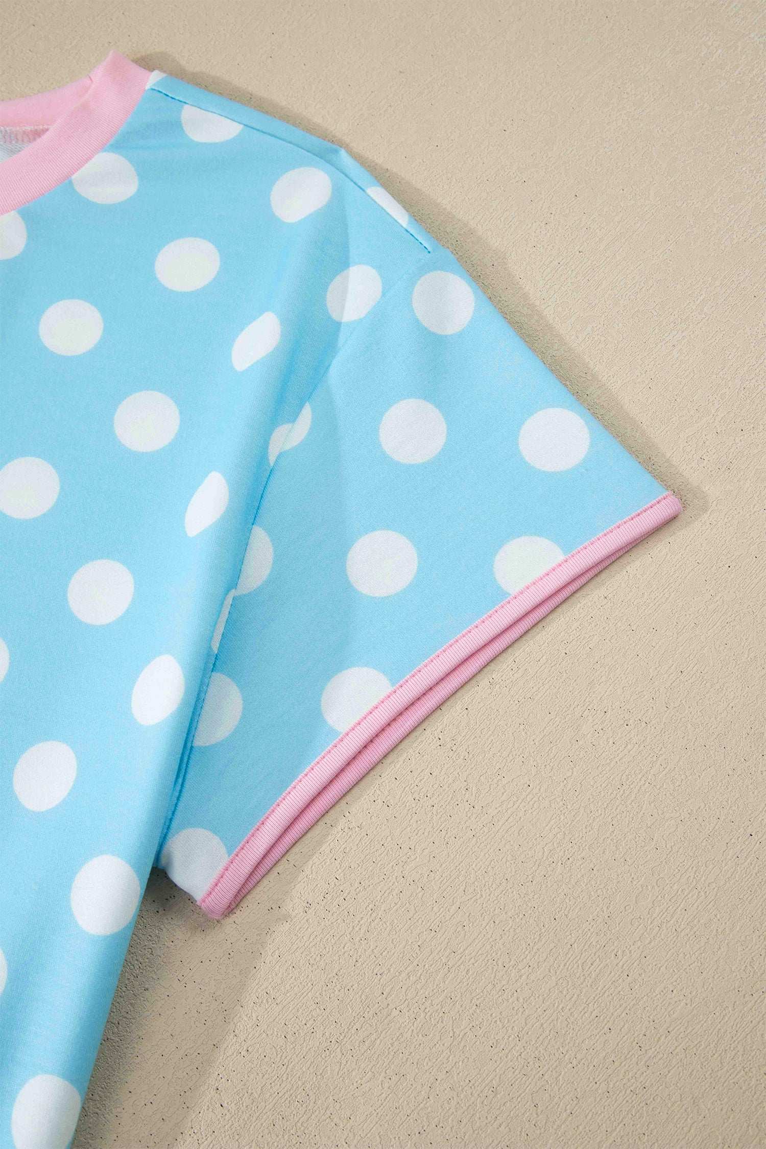 Sky Blue Polka Dot Short Sleeve Top and Pants Set-Two Piece Sets/Pant Sets-[Adult]-[Female]-2022 Online Blue Zone Planet