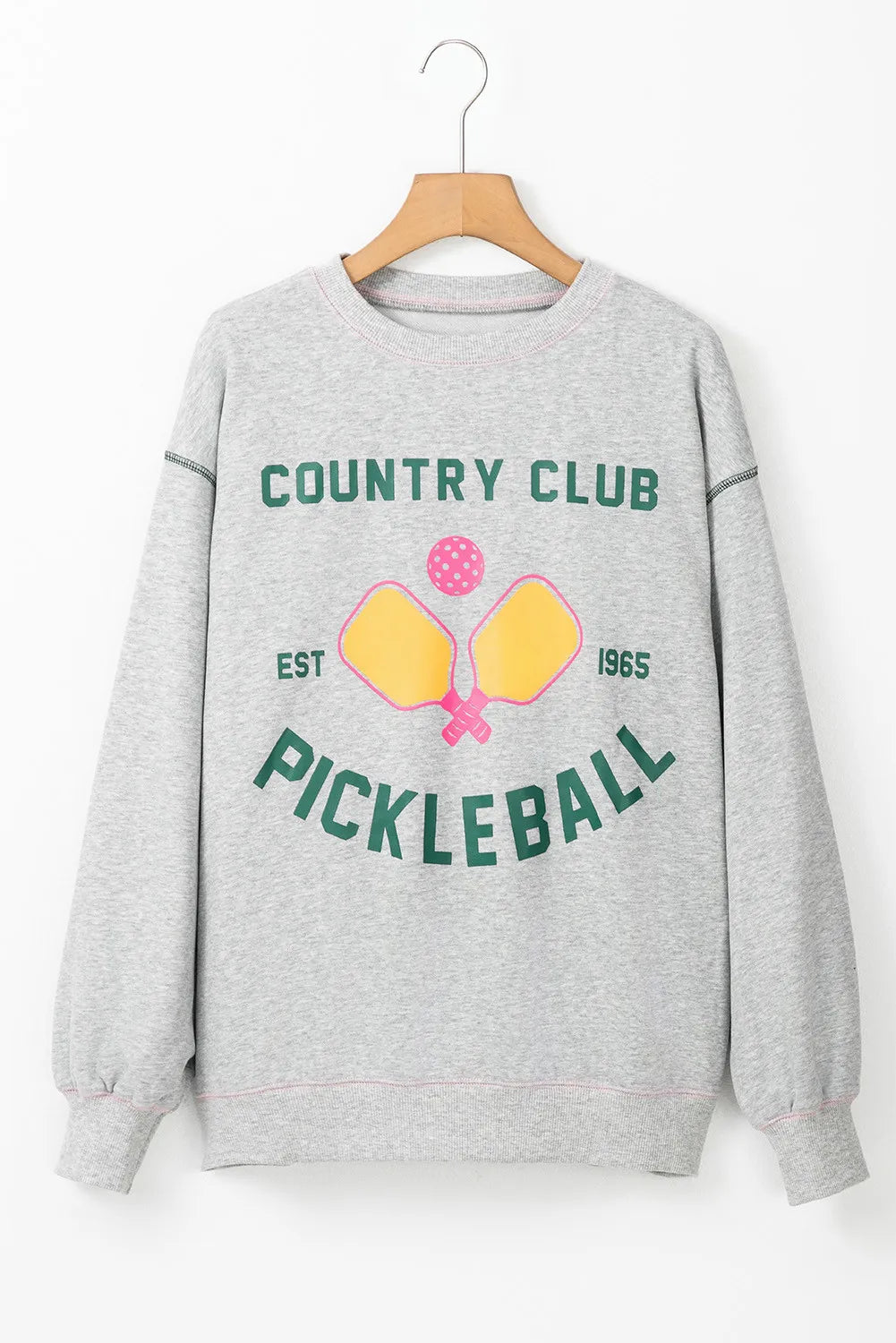 Pickleball Round Neck Dropped Shoulder Sweatshirt-TOPS / DRESSES-[Adult]-[Female]-2022 Online Blue Zone Planet