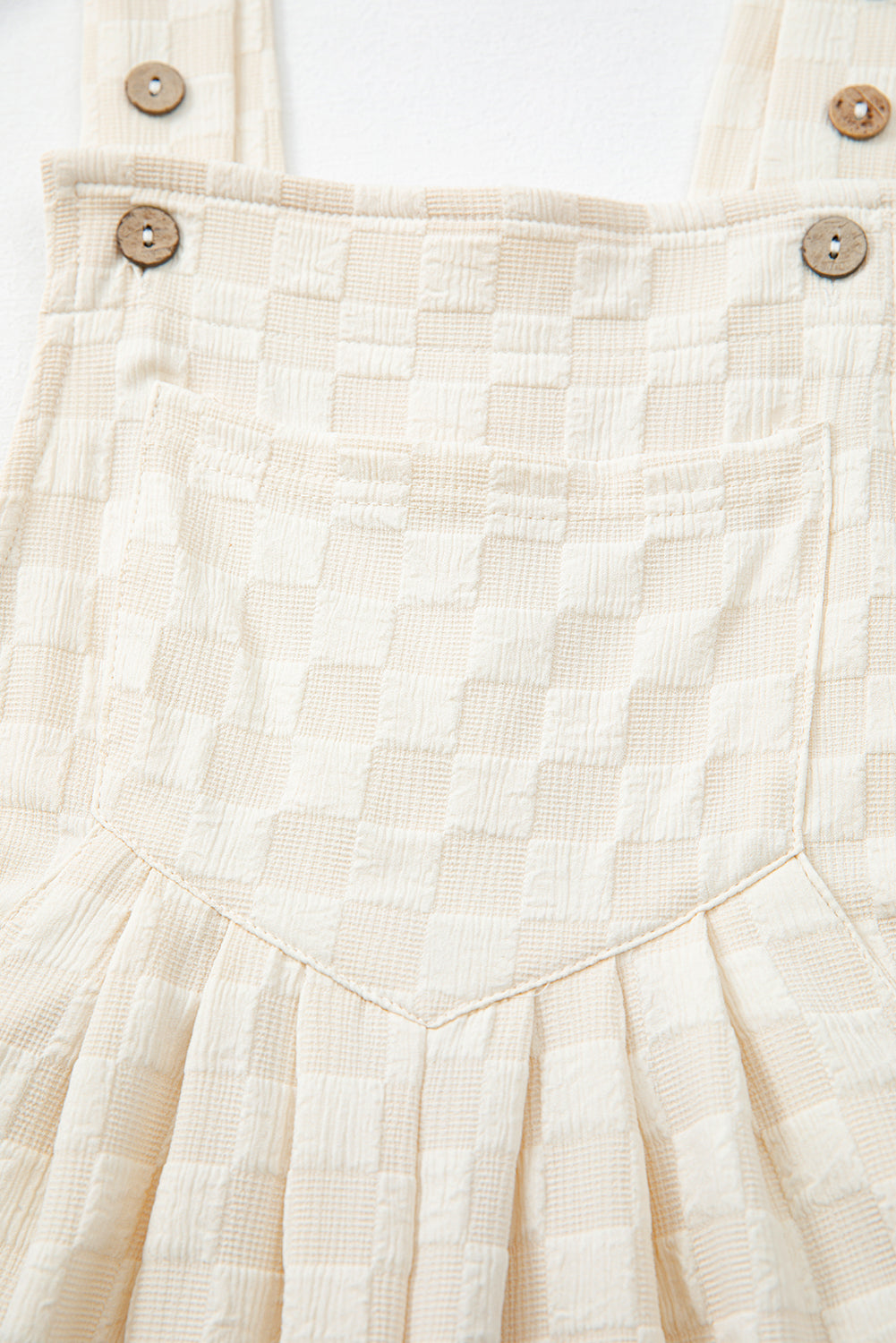 Beige Checkered Pocketed High Waist Wide Leg Overall-Bottoms/Jumpsuits & Rompers-[Adult]-[Female]-2022 Online Blue Zone Planet