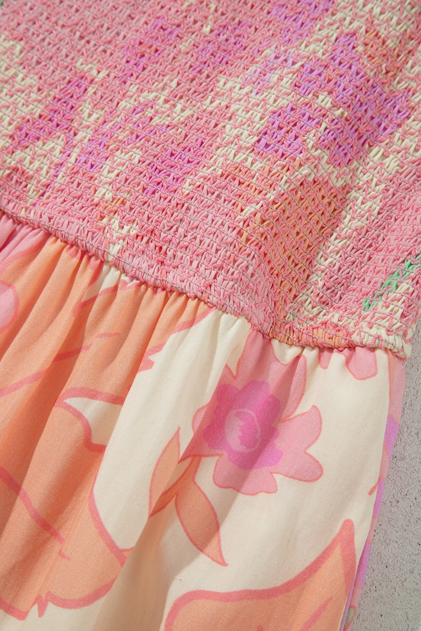 Tina's Pink Spaghetti Straps Floral Shirred High Waist Dress-TOPS / DRESSES-[Adult]-[Female]-2022 Online Blue Zone Planet