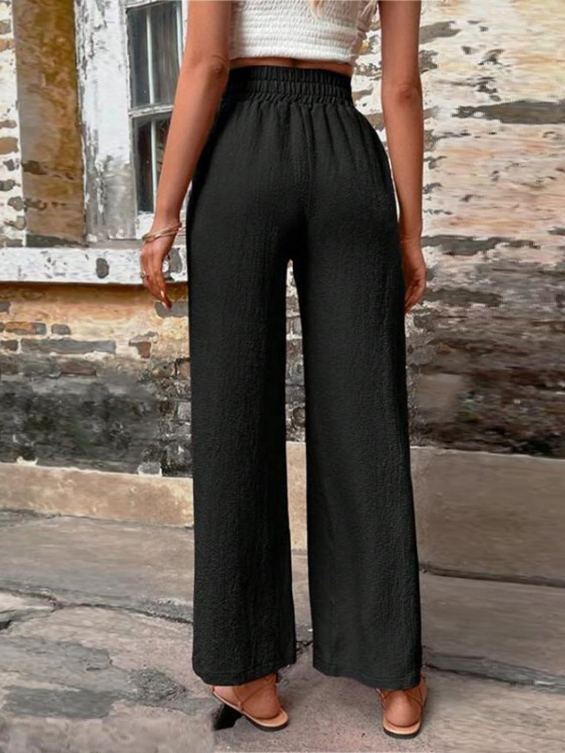 Tied High Waist Wide Leg Pants with Pockets-TOPS / DRESSES-[Adult]-[Female]-2022 Online Blue Zone Planet