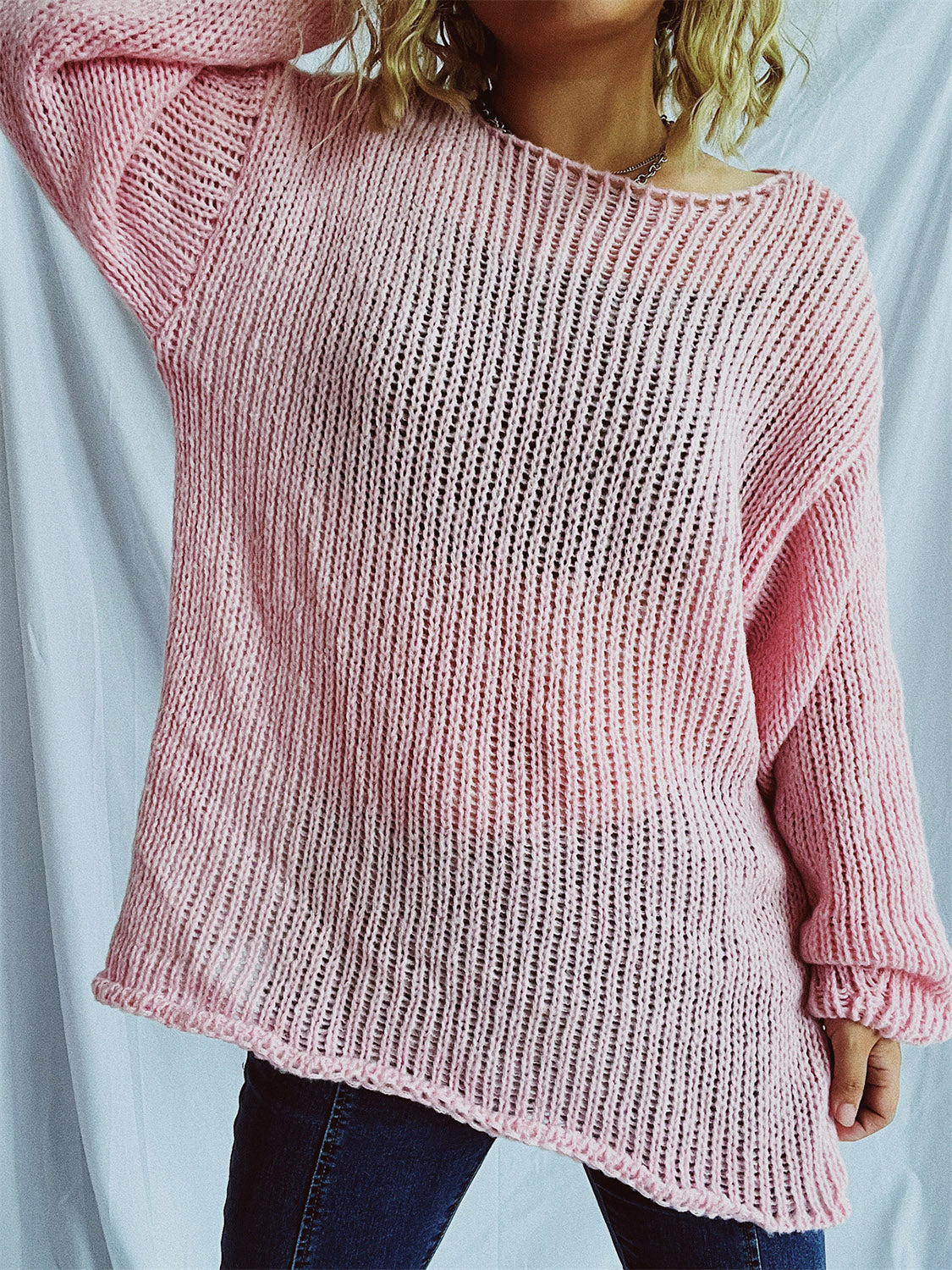 Boat Neck Dropped Shoulder Sweater-TOPS / DRESSES-[Adult]-[Female]-2022 Online Blue Zone Planet