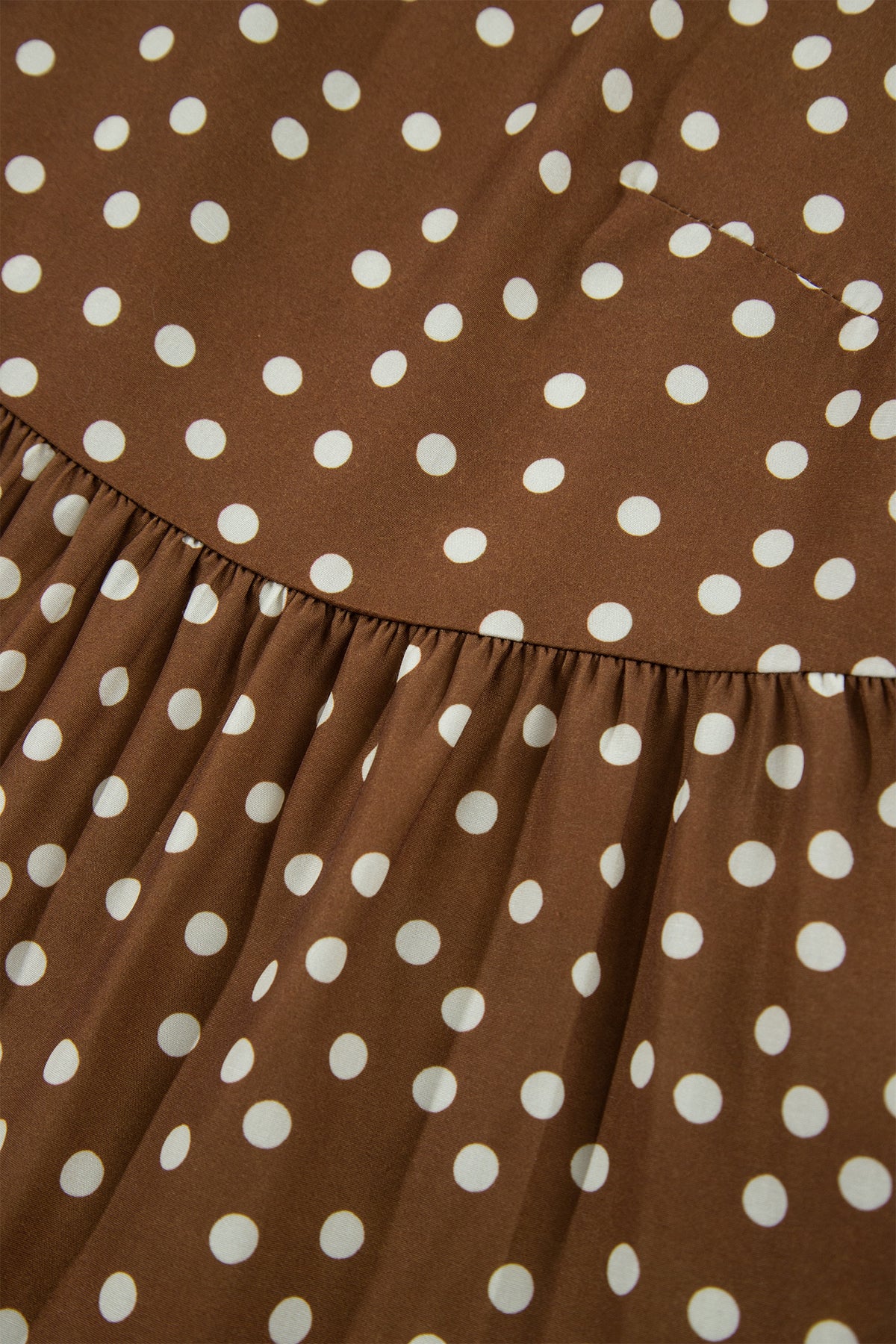 Brown V Neck Polka Dot Long Sleeve Shift Plus Size Dress-TOPS / DRESSES-[Adult]-[Female]-2022 Online Blue Zone Planet
