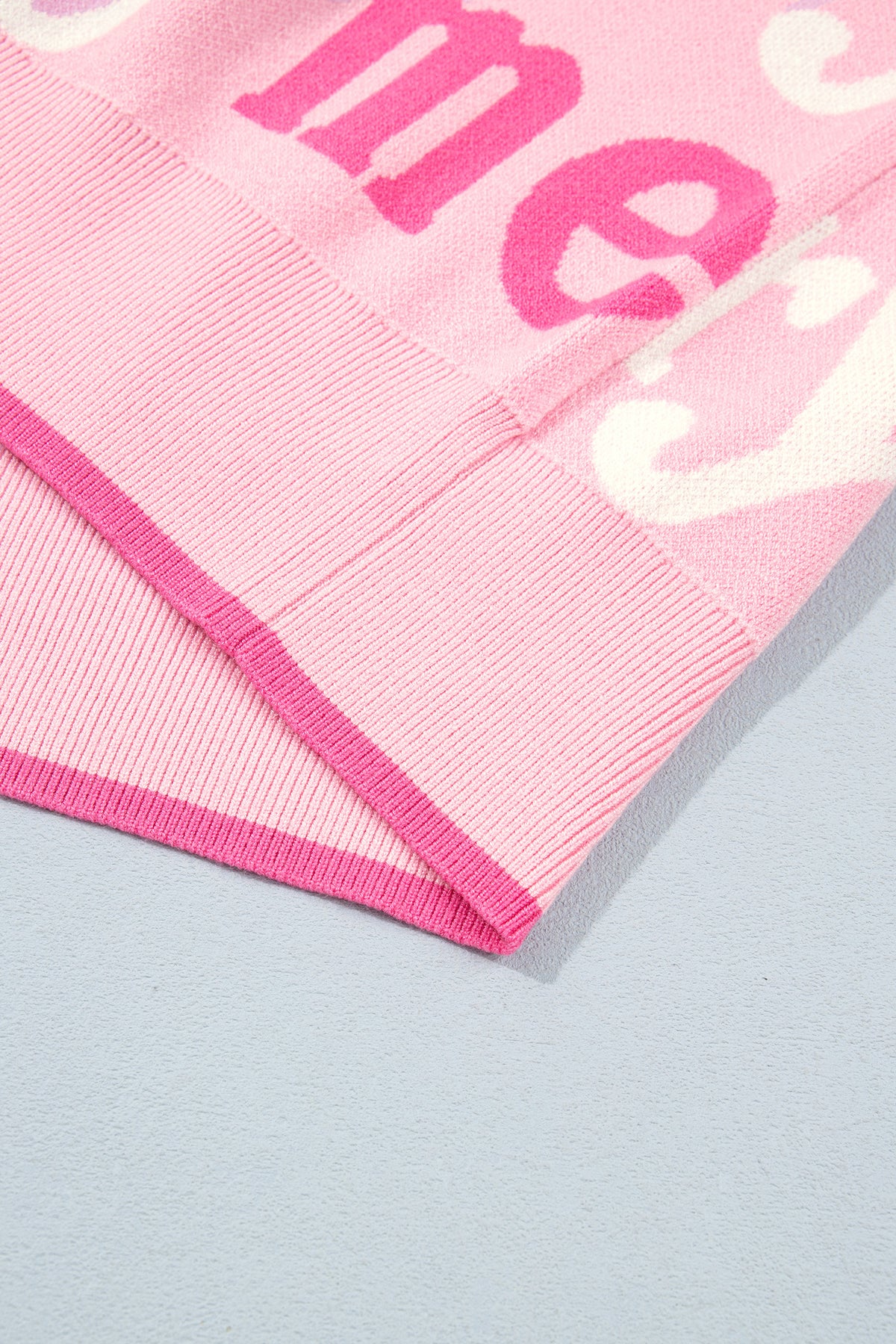 Pink All Over Merry Me Graphic Round Neck Knit Sweater-TOPS / DRESSES-[Adult]-[Female]-2022 Online Blue Zone Planet
