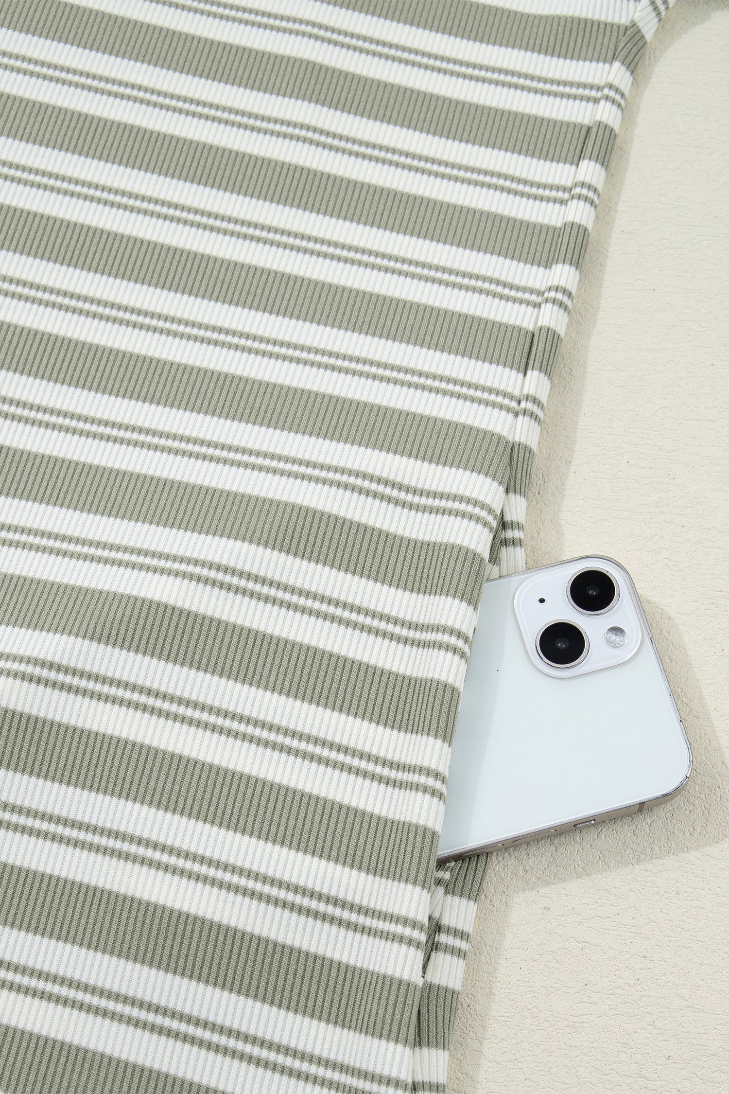 Green Stripe Collared V Neck Short Sleeve T Shirt Midi Dress with Pockets-TOPS / DRESSES-[Adult]-[Female]-2022 Online Blue Zone Planet