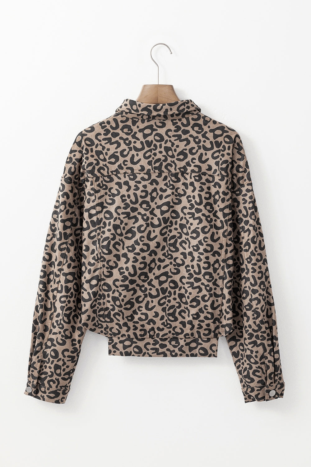 Asymmetrical Hem Collared Neck Leopard Jacket-TOPS / DRESSES-[Adult]-[Female]-2022 Online Blue Zone Planet