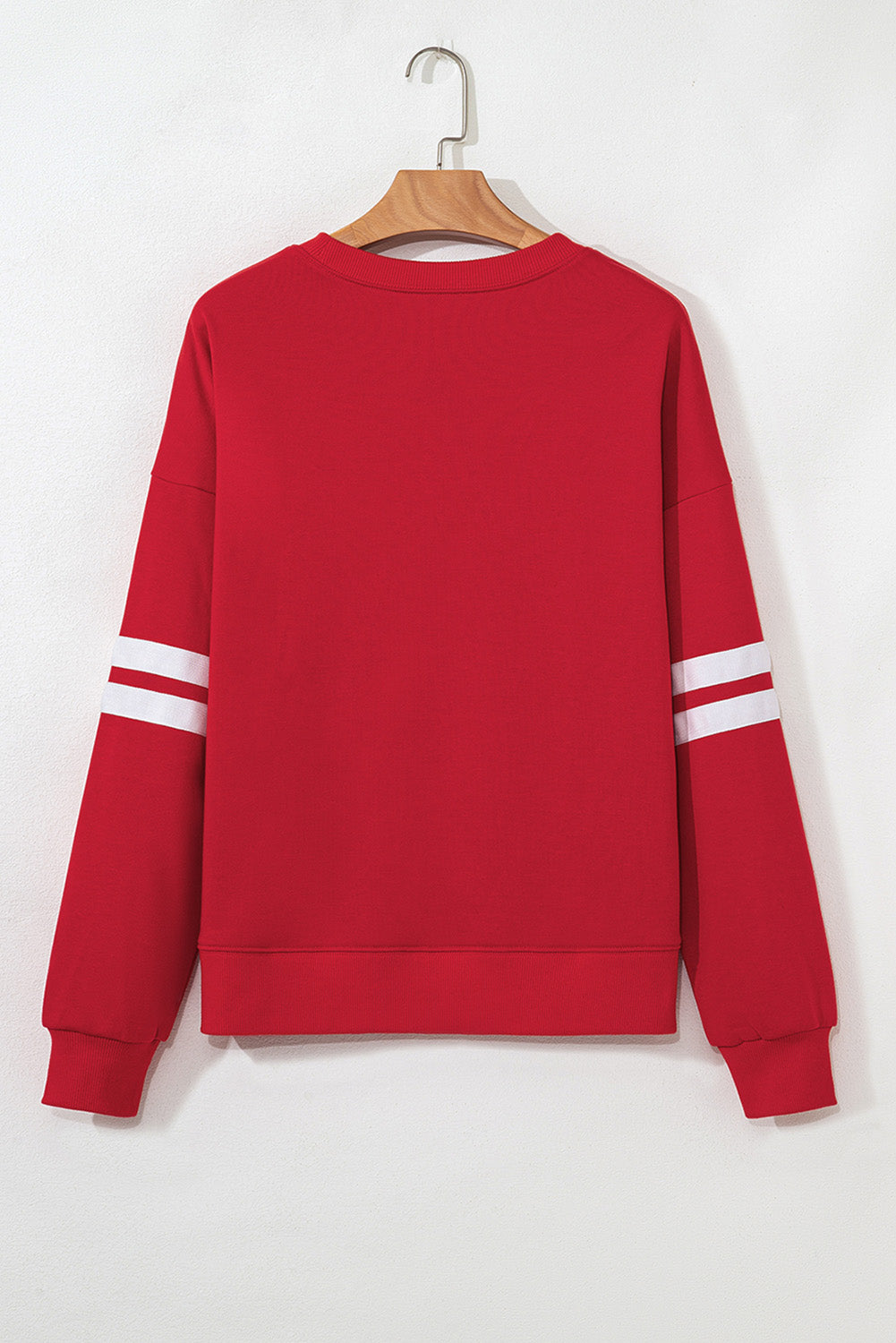 Fiery Red Glitter Trim GAME DAY Letter Graphic Oversized Varsity Sweatshirt-Graphic/Graphic Sweatshirts-[Adult]-[Female]-2022 Online Blue Zone Planet