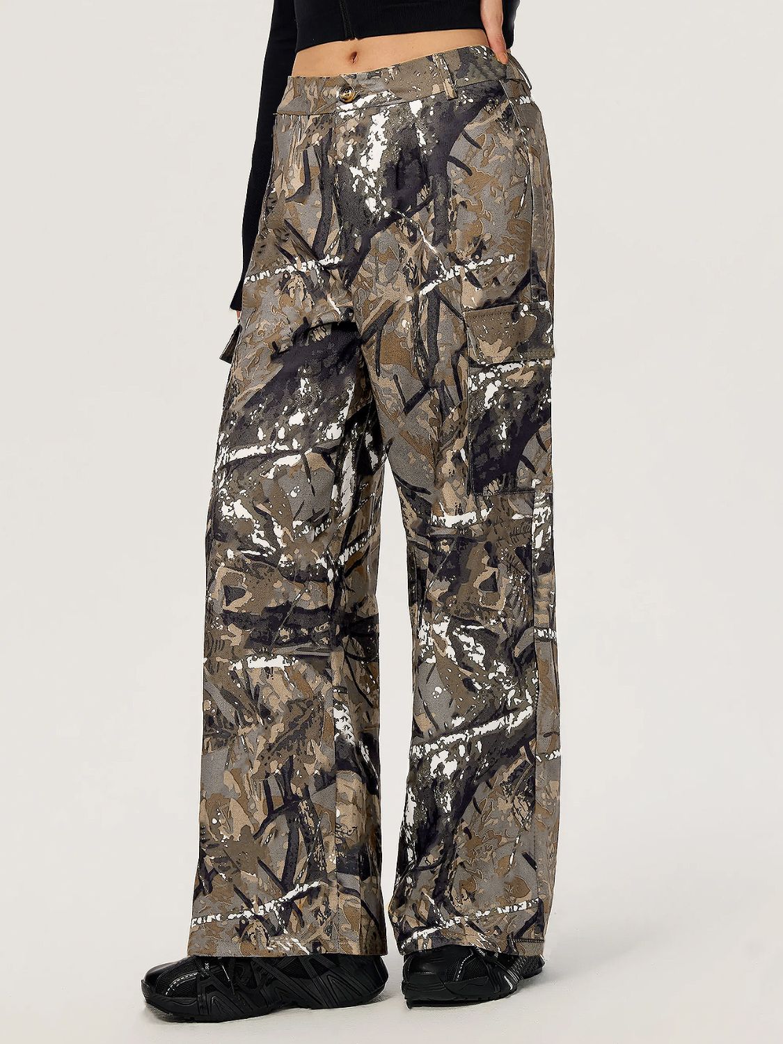 Graffiti Printed Wide Leg Cargo Pants-BOTTOMS SIZES SMALL MEDIUM LARGE-[Adult]-[Female]-2022 Online Blue Zone Planet