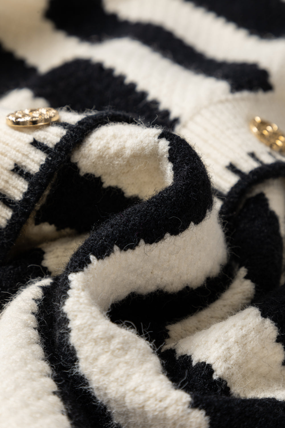 Black Stripe Chic Golden Button Cardigan Sweater-TOPS / DRESSES-[Adult]-[Female]-2022 Online Blue Zone Planet