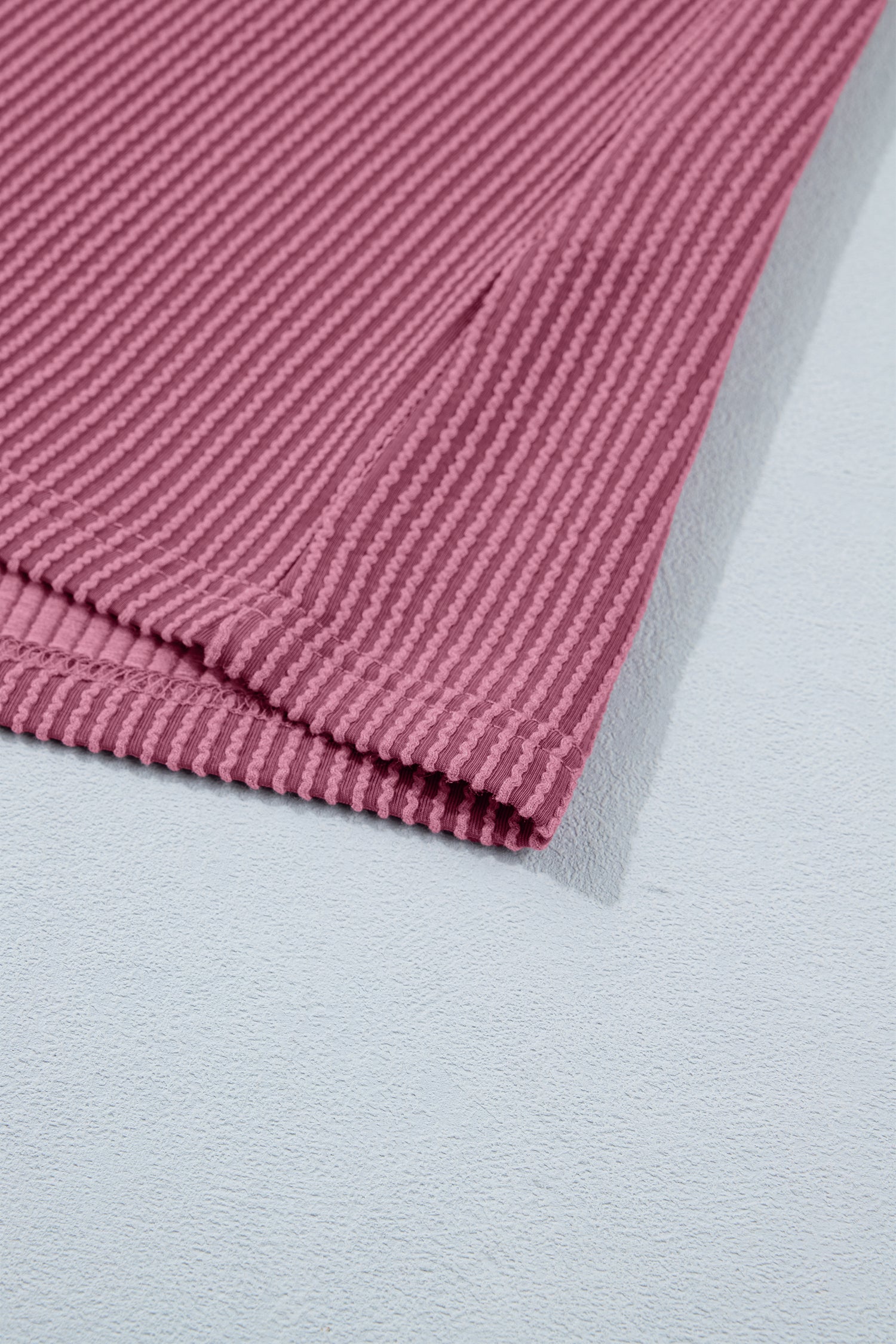 Pitaya Pink Twisted Ribbed Loose Tee Drawstring Elastic Waist 2pcs Short Set-Two Piece Sets/Short Sets-[Adult]-[Female]-2022 Online Blue Zone Planet